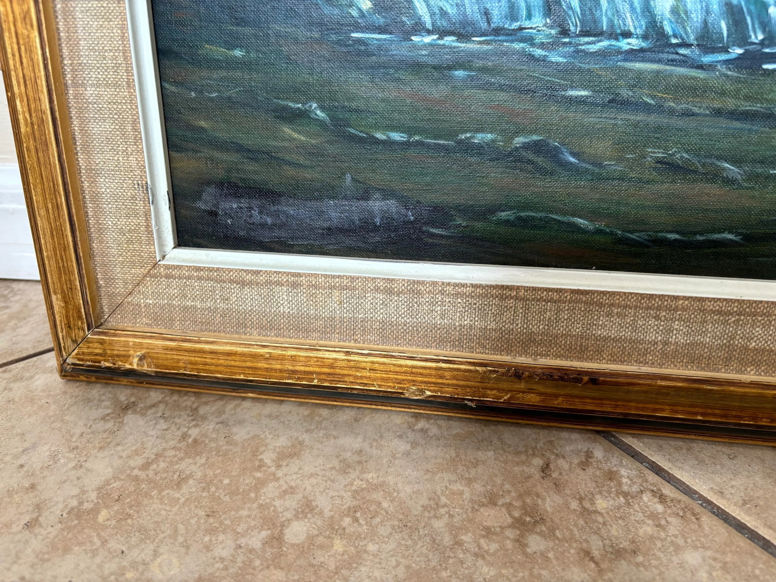 1980s Coastal Ocean by Moonlight Night Oil Painting by Louise Frank - 4