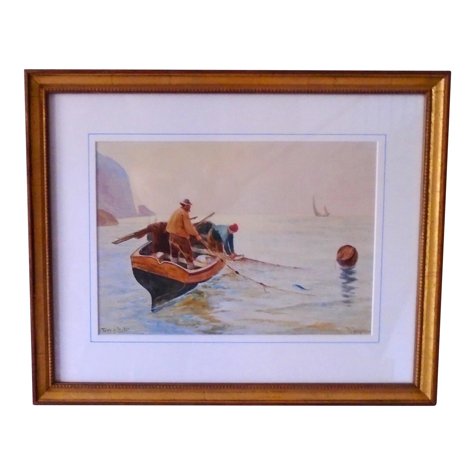 1930s "Toilers of the Sea", Original Watercolor Painting, Framed (1 of 5)