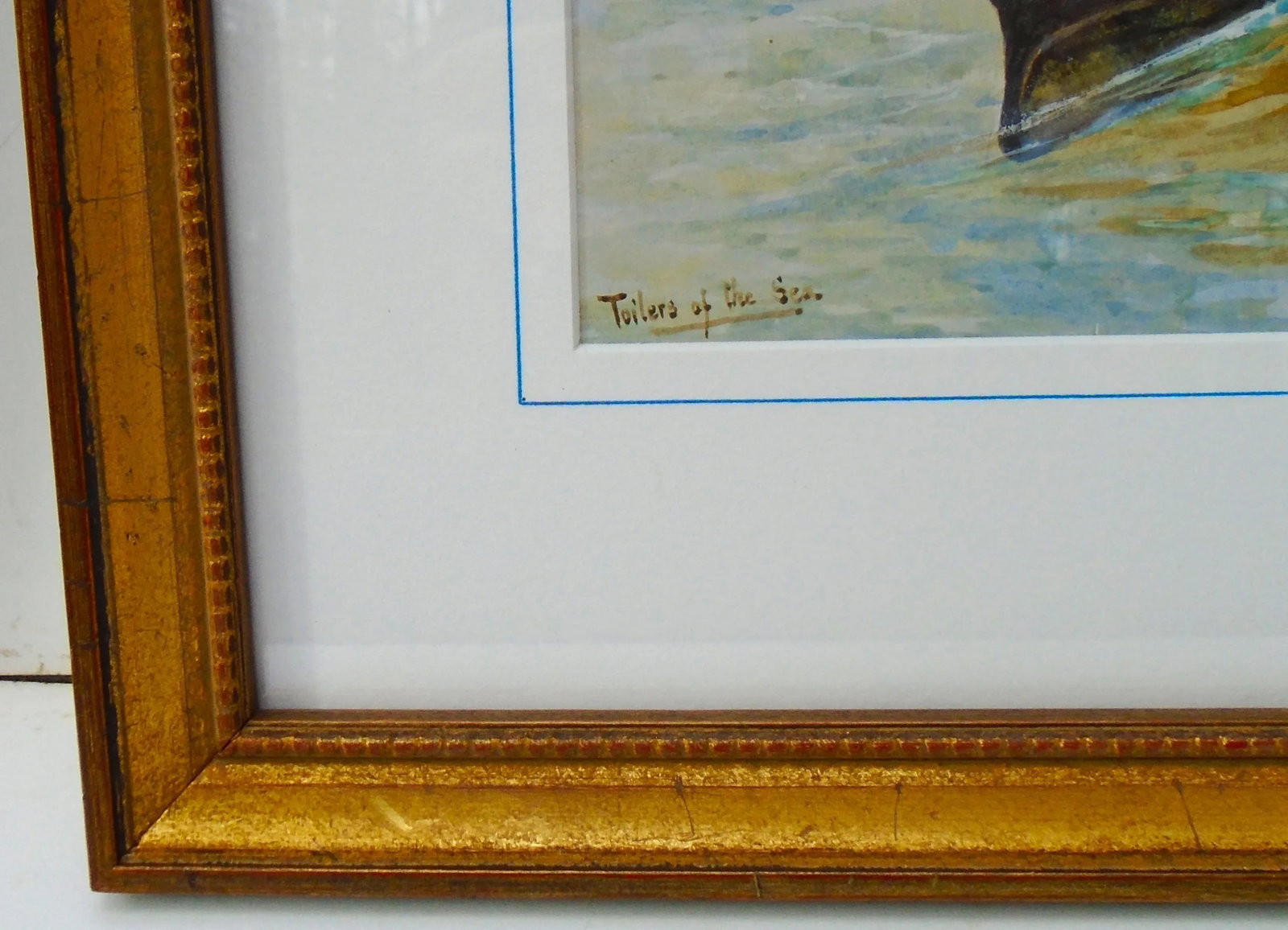 1930s "Toilers of the Sea", Original Watercolor Painting, Framed - 4