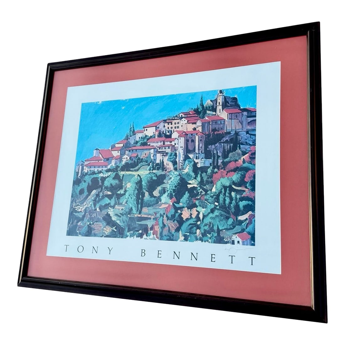 Tony Bennett Signed Print - South of France Framed 1985: Tony Bennett South of France Signed Print 1985 Framed & Matted This beautiful signed print is professionally framed and matted to protect and enhance the colorful work of art. Anthony Dominick Benedet