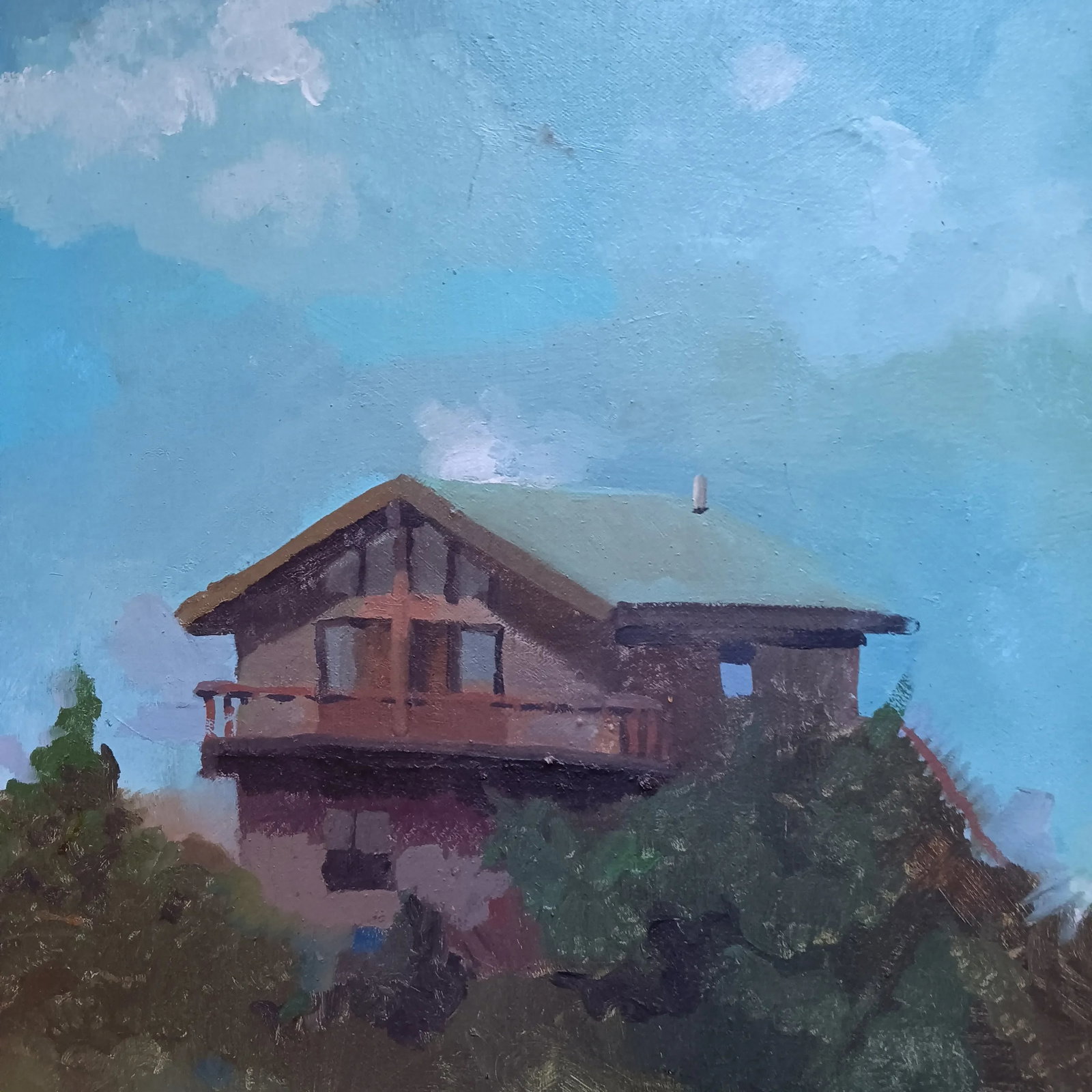 Fire Island Cottage in 1980 Original Signed Framed Oil Painting by David Beynon Pena - 4