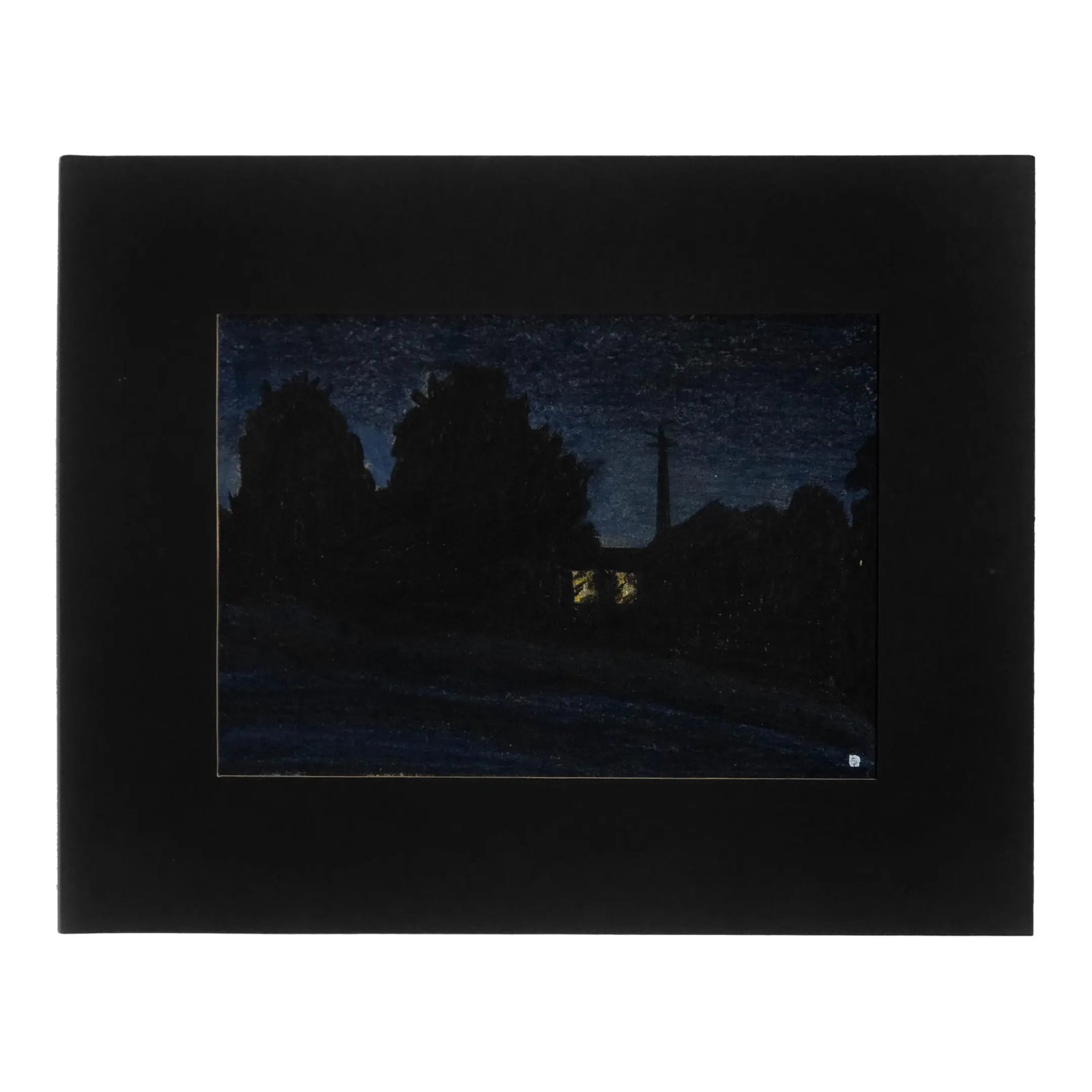 Signed 1980's Original Pastel Drawing on Paper of Nightime Scene by John Davies (1 of 8)