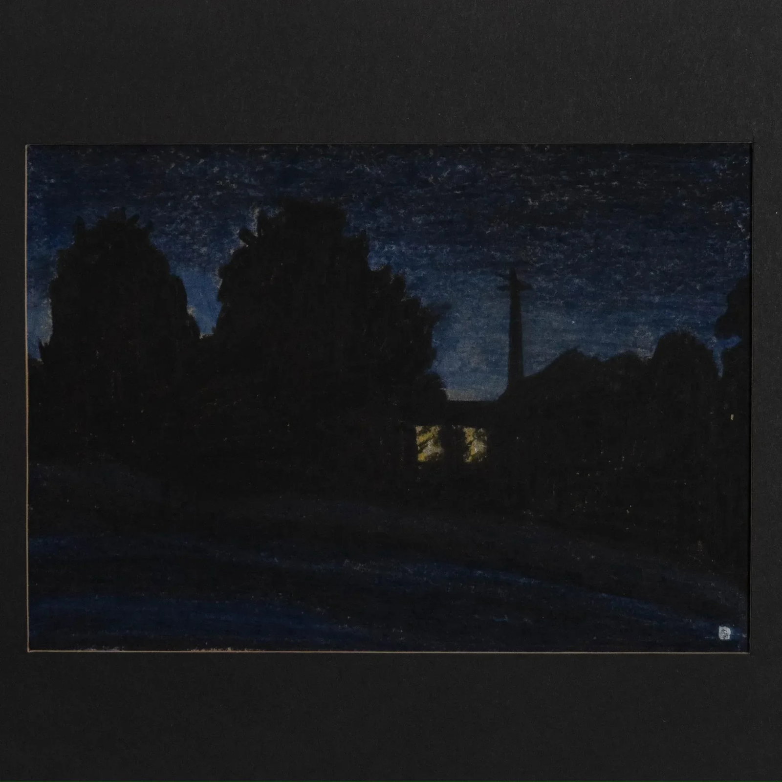 Signed 1980's Original Pastel Drawing on Paper of Nightime Scene by John Davies - 3