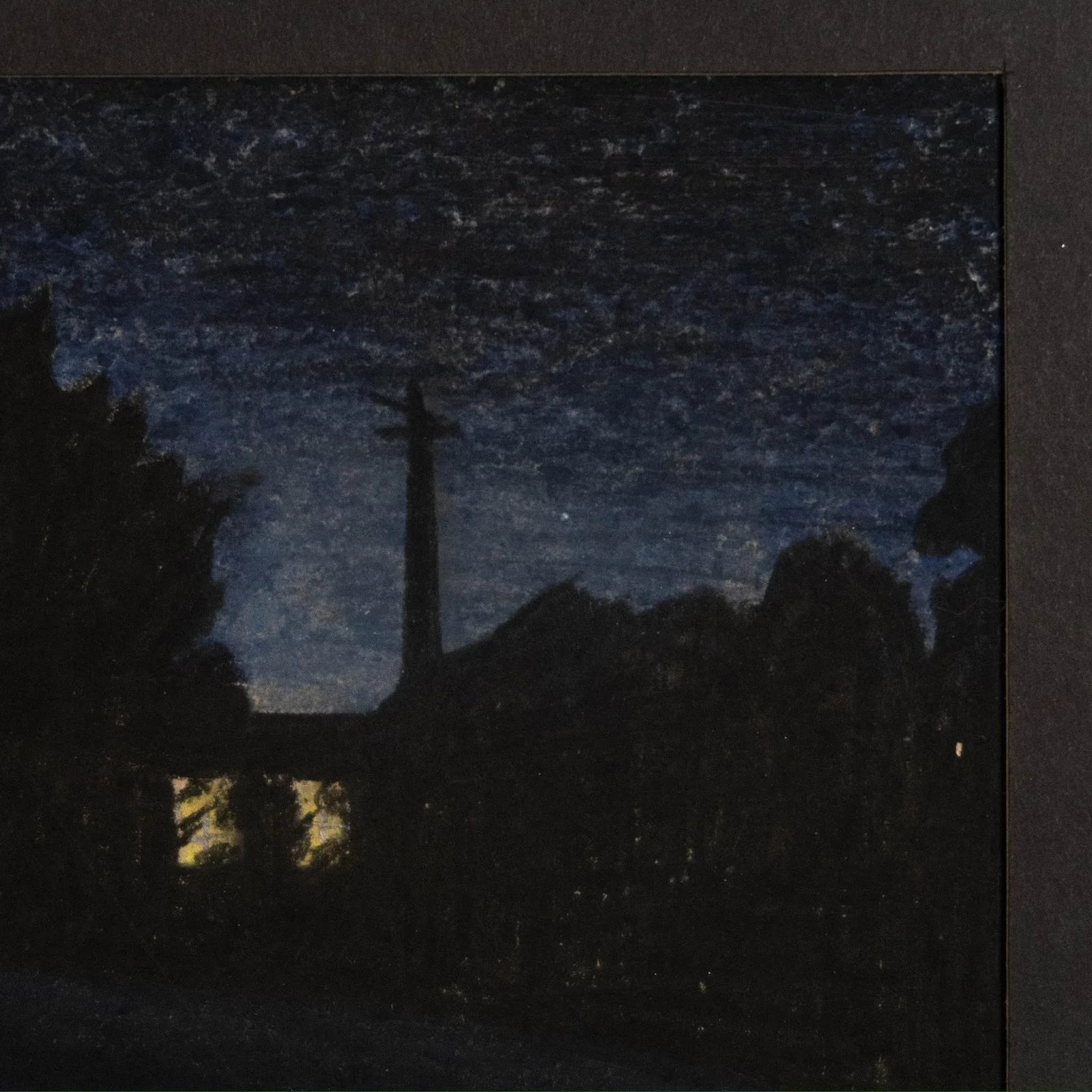 Signed 1980's Original Pastel Drawing on Paper of Nightime Scene by John Davies - 7