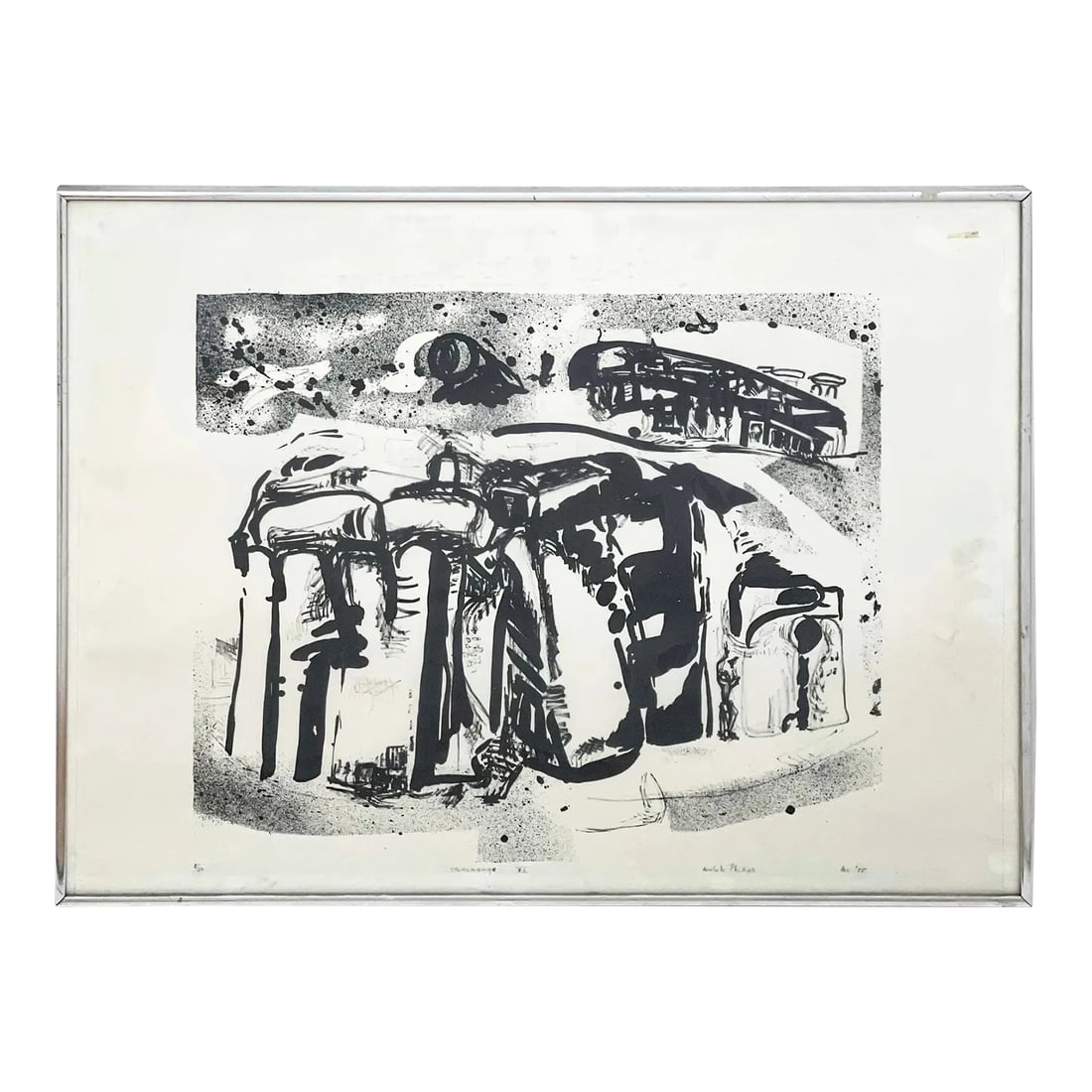 Ann Cole Phillips Stonehenge VI (1975) Lithograph Signed Art Framed (1 of 6)