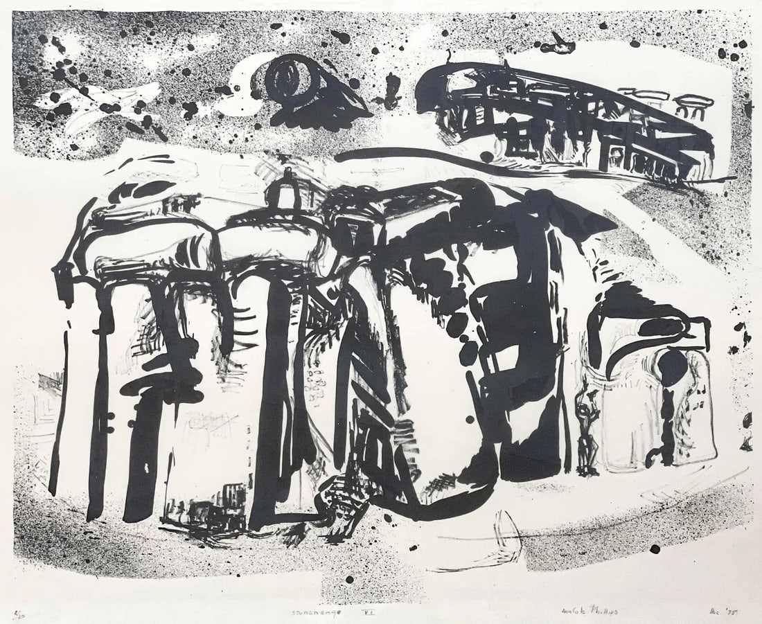 Ann Cole Phillips Stonehenge VI (1975) Lithograph Signed Art Framed - 3