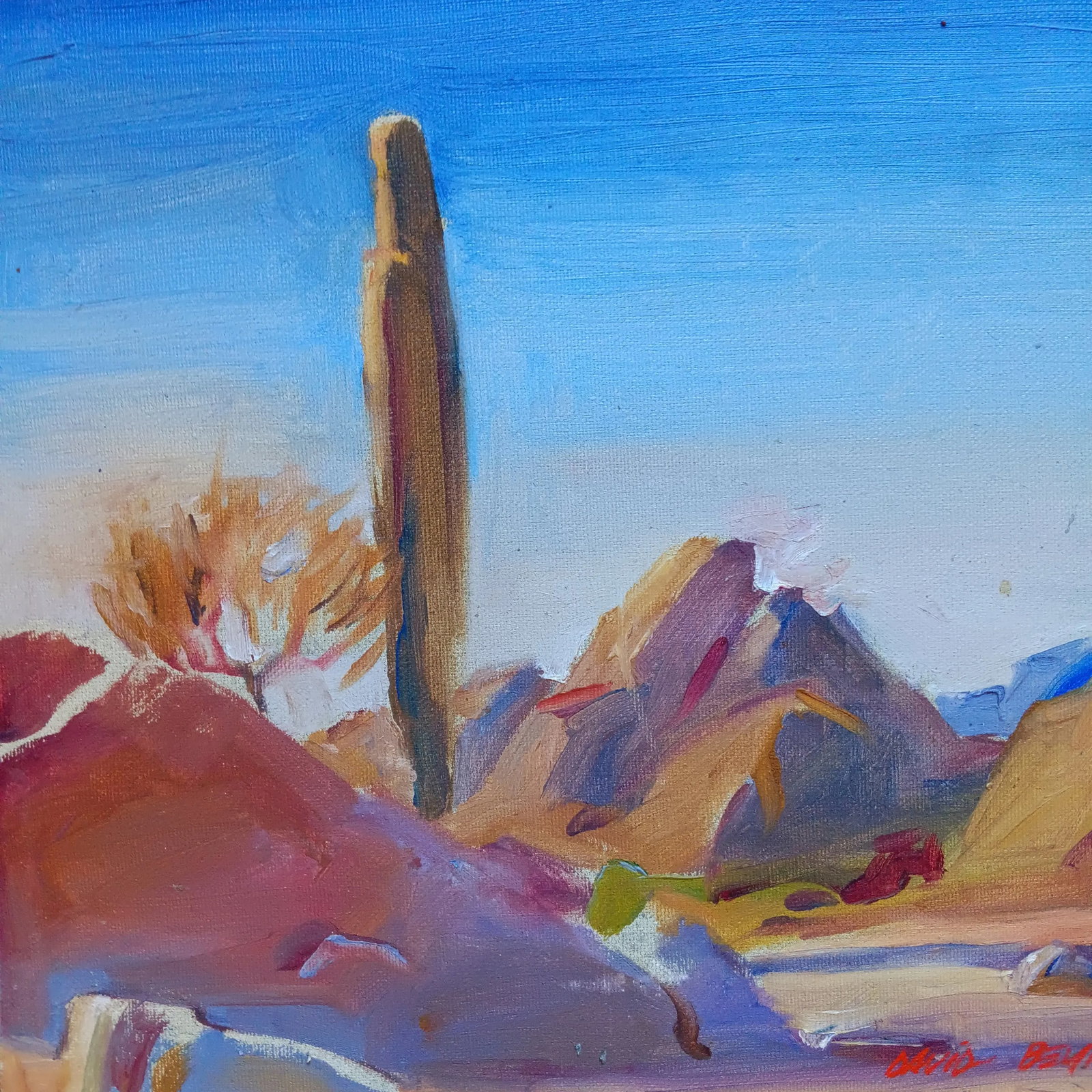 Cactus in the Desert Original Oil Painting - 4