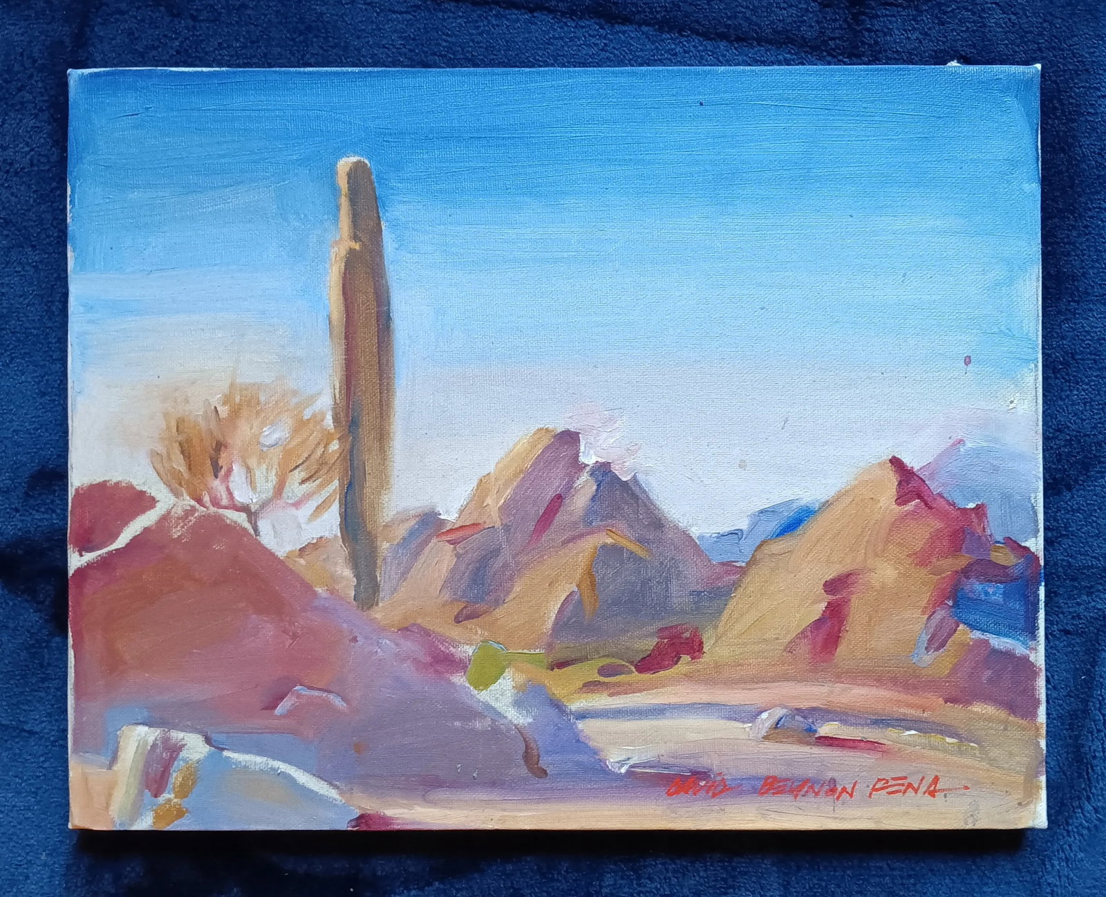 Cactus in the Desert Original Oil Painting - 5