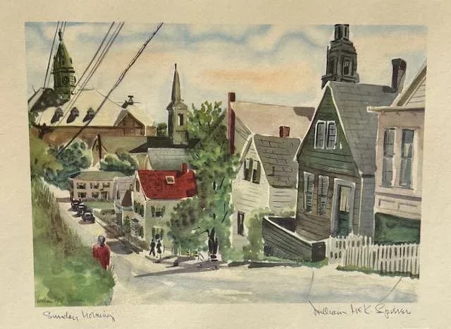 Vintage William McK. Spierer Two Mid-Mod Signed Watercolor Lithographs - 3