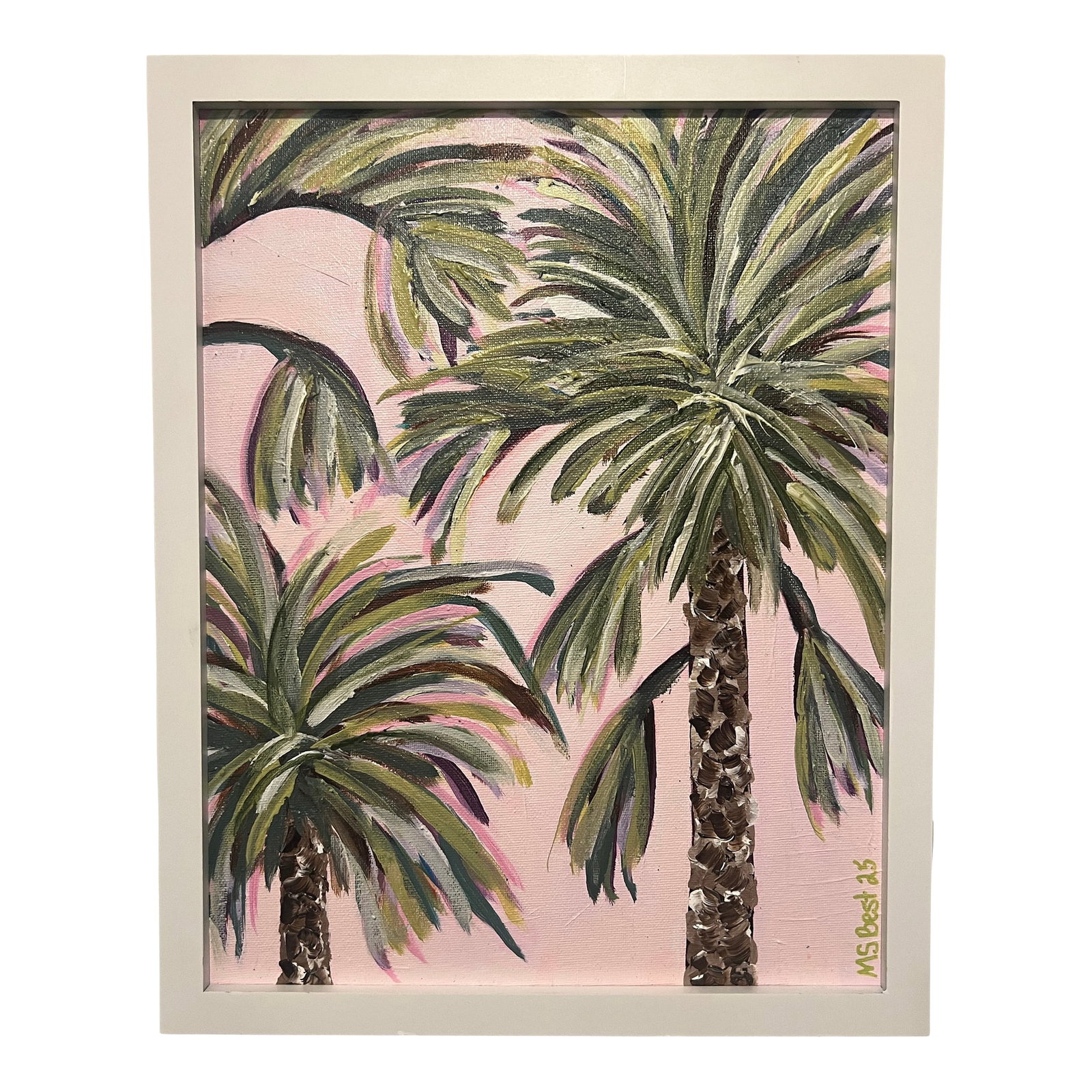Modern Abstract Acrylic Painted on Canvas, "Palm Beach," Signed & Dated: Melinda S Best, 2025, "Palm Beach," Modern Abstract Acrylic On Canvas Panel, Textured Vivid Colors, Signed & Dated On Verso & Recto, Ready To Hang Condition: Imperfections: Some Imperfections Conditio