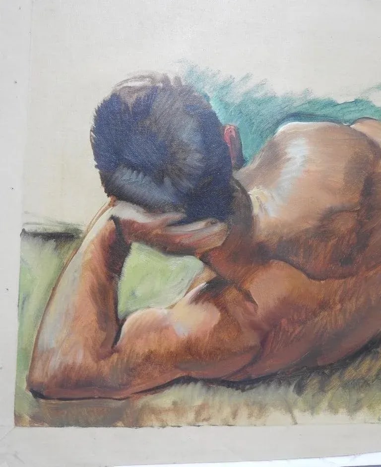 Robert Whitmore "Male at Rest" Oil Painting, Early 20th Century - 2