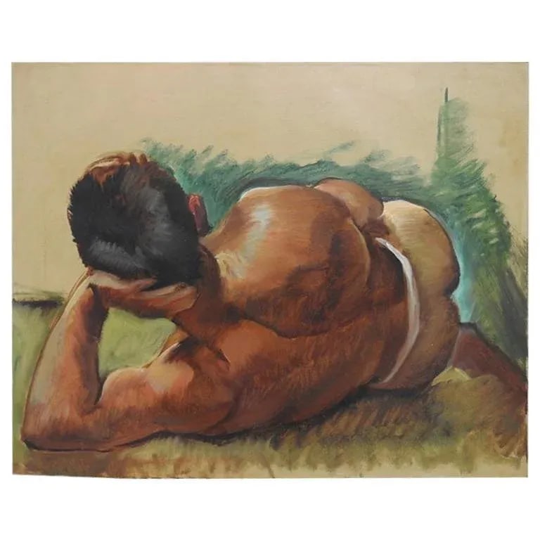 Robert Whitmore "Male at Rest" Oil Painting, Early 20th Century - 5