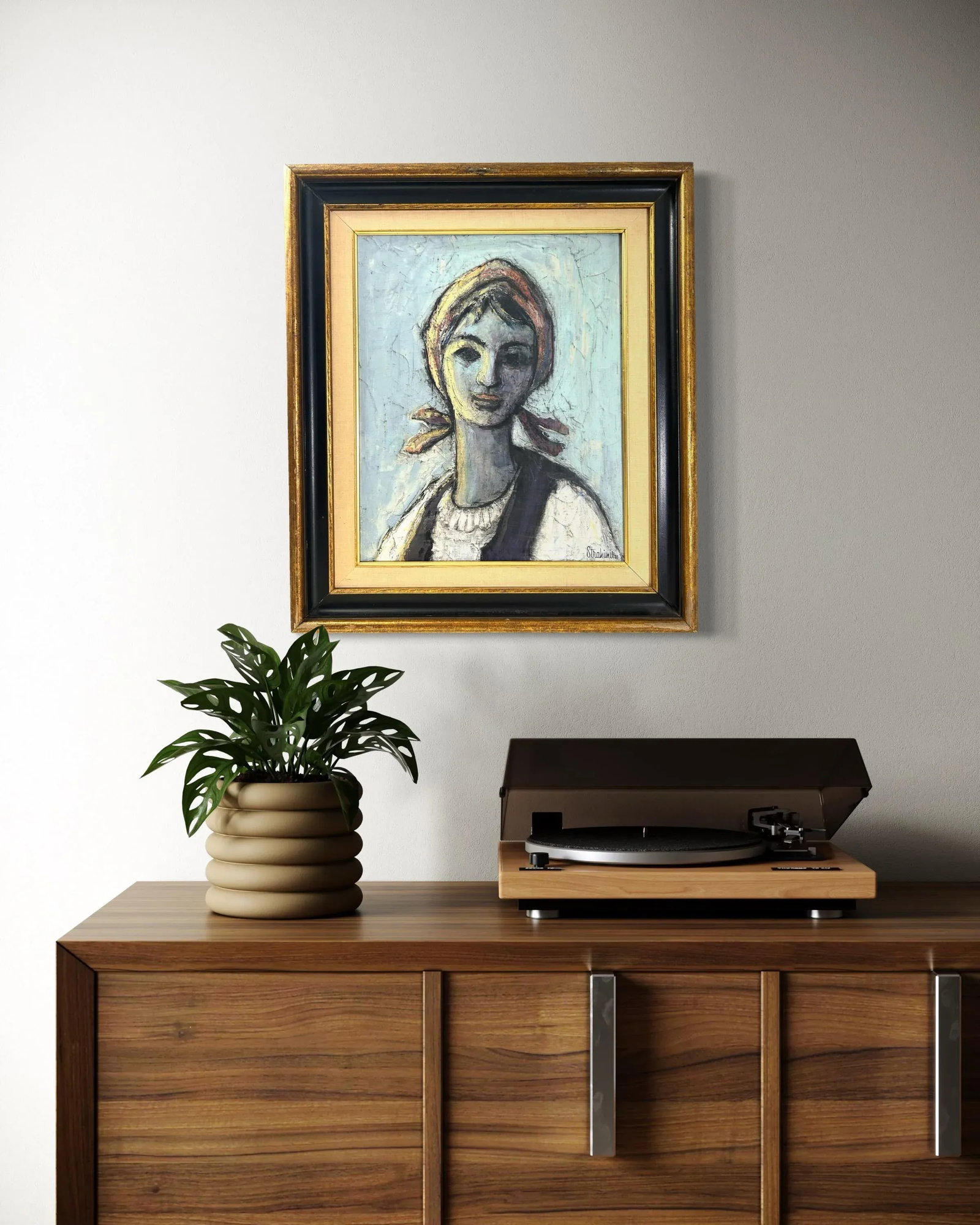 1965 Portrait of a Girl - by Strahimir Hrkalovic Mid-Century Oil Painting - 3