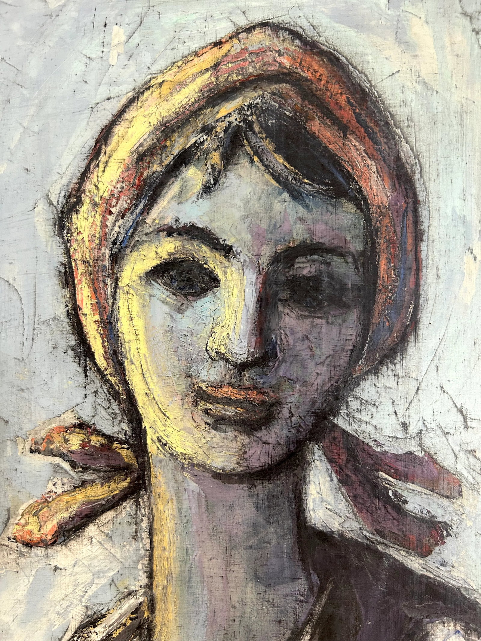 1965 Portrait of a Girl - by Strahimir Hrkalovic Mid-Century Oil Painting - 4