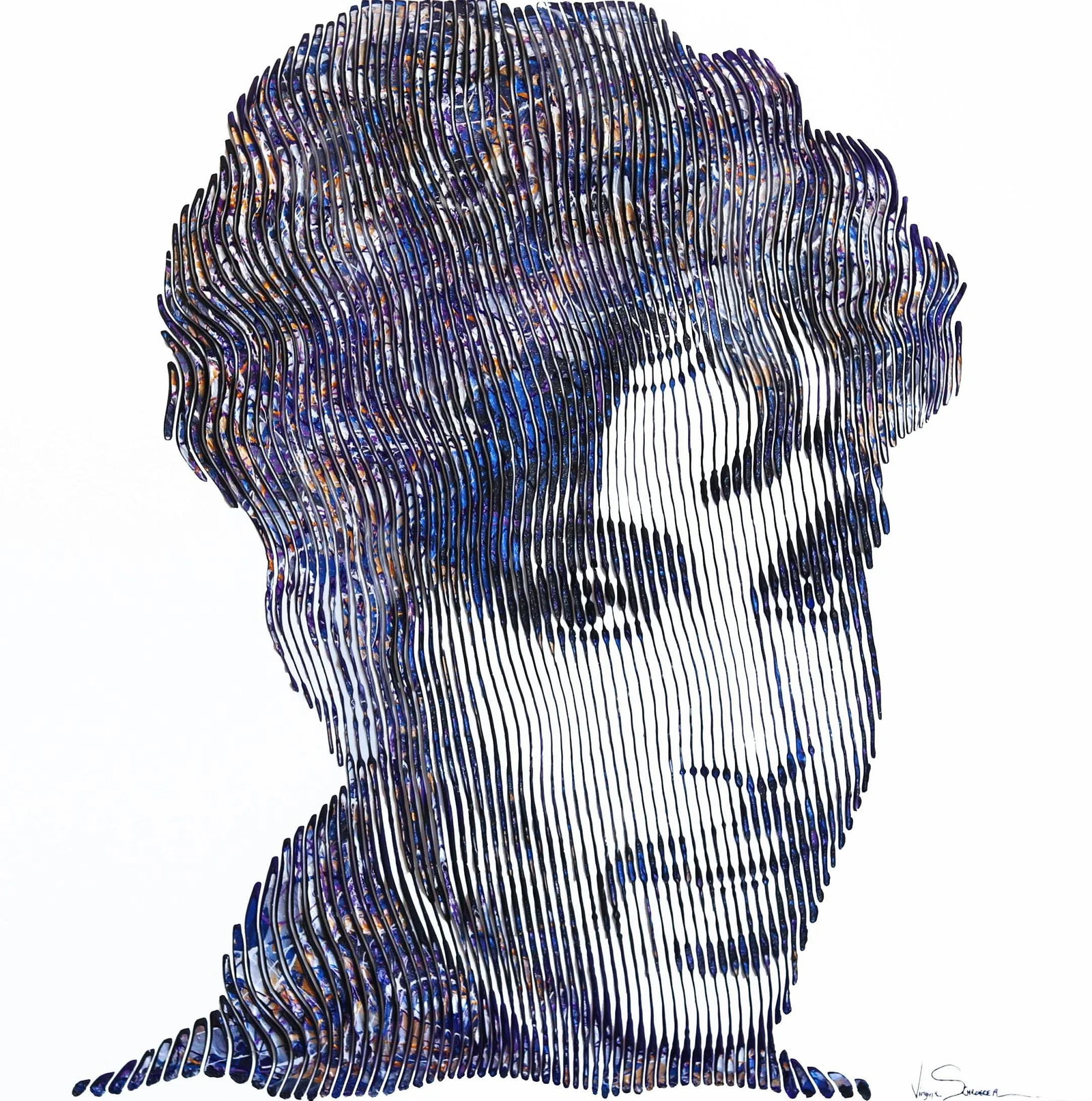 Original Op Art Pop Icon Portrait Painting by Virginie Schroeder 'Purple Rain Prince'' - 10