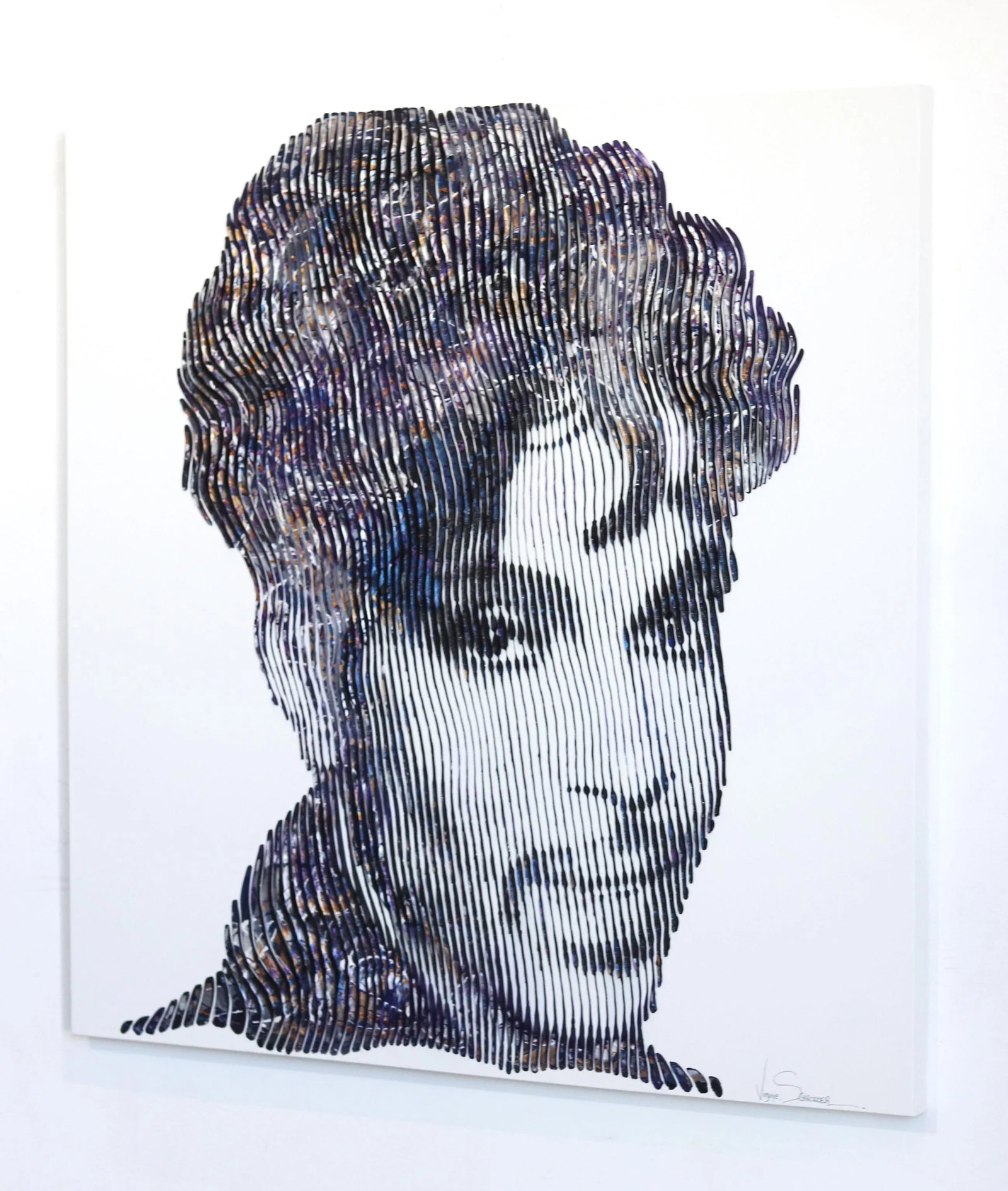 Original Op Art Pop Icon Portrait Painting by Virginie Schroeder 'Purple Rain Prince'' - 6
