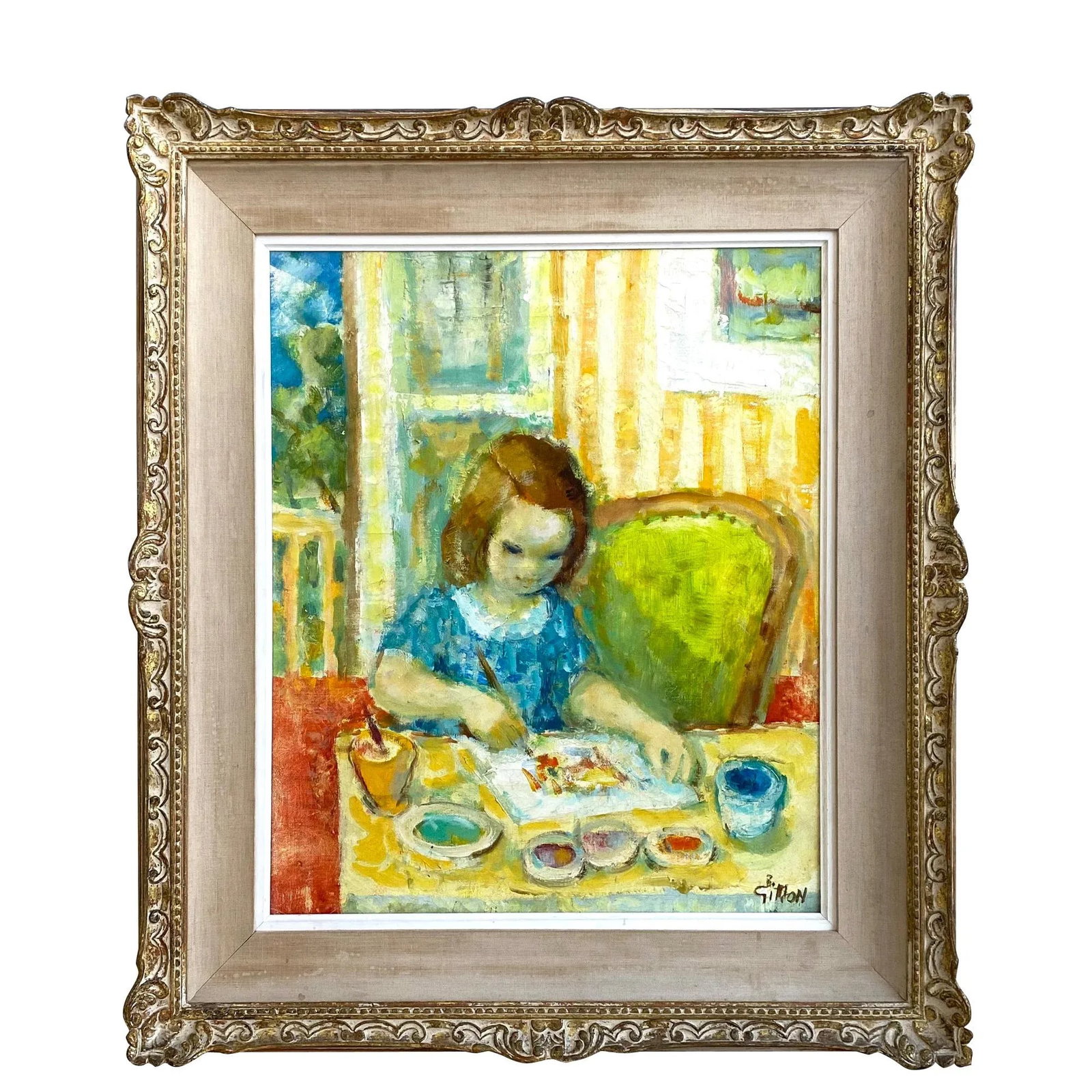 Boris Simon, Painting of Young Girl "Petite Fille Dessiniart" - 6