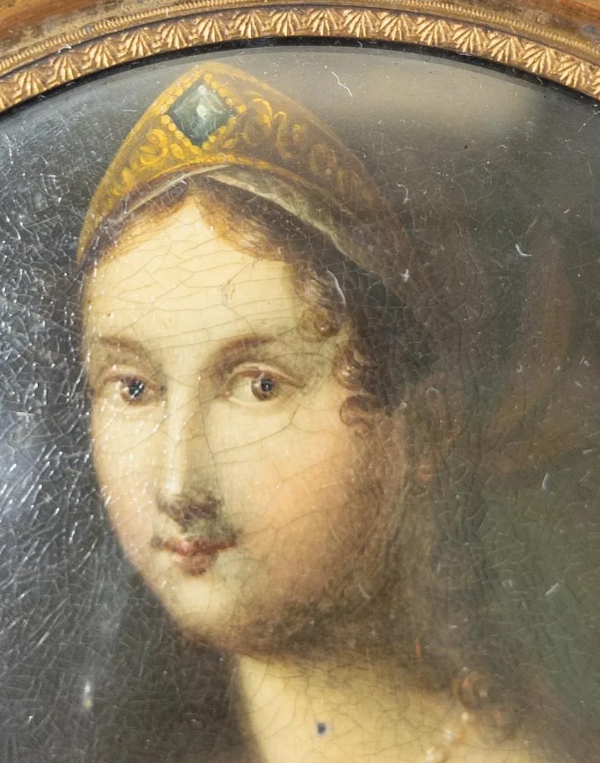 19th Century Miniature Oil Painting of Queen Louise of Prussia After Josef Grassi - 3