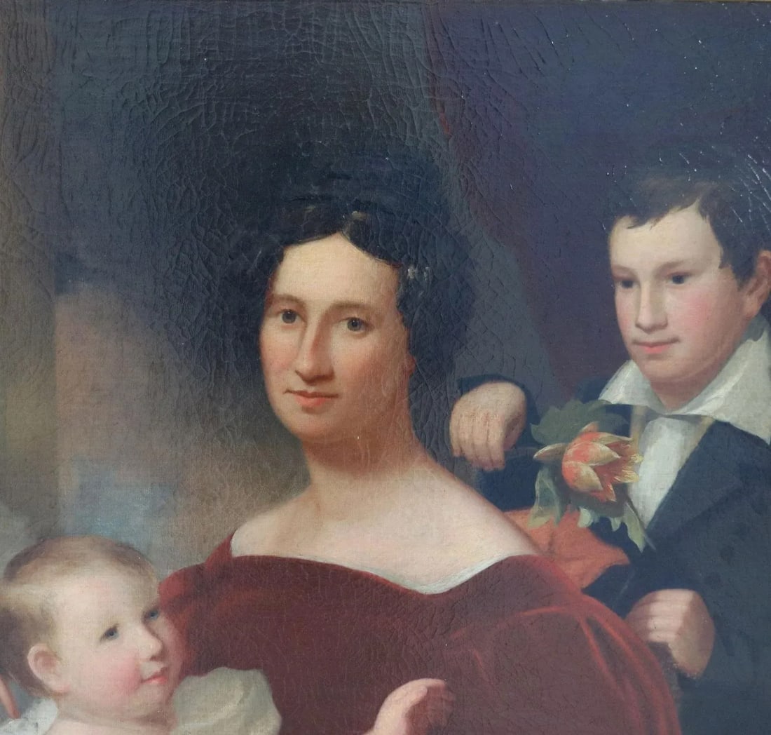 Late 19th Century Antique Gilt Framed Family Portrait Oil Painting on Canvas - 10
