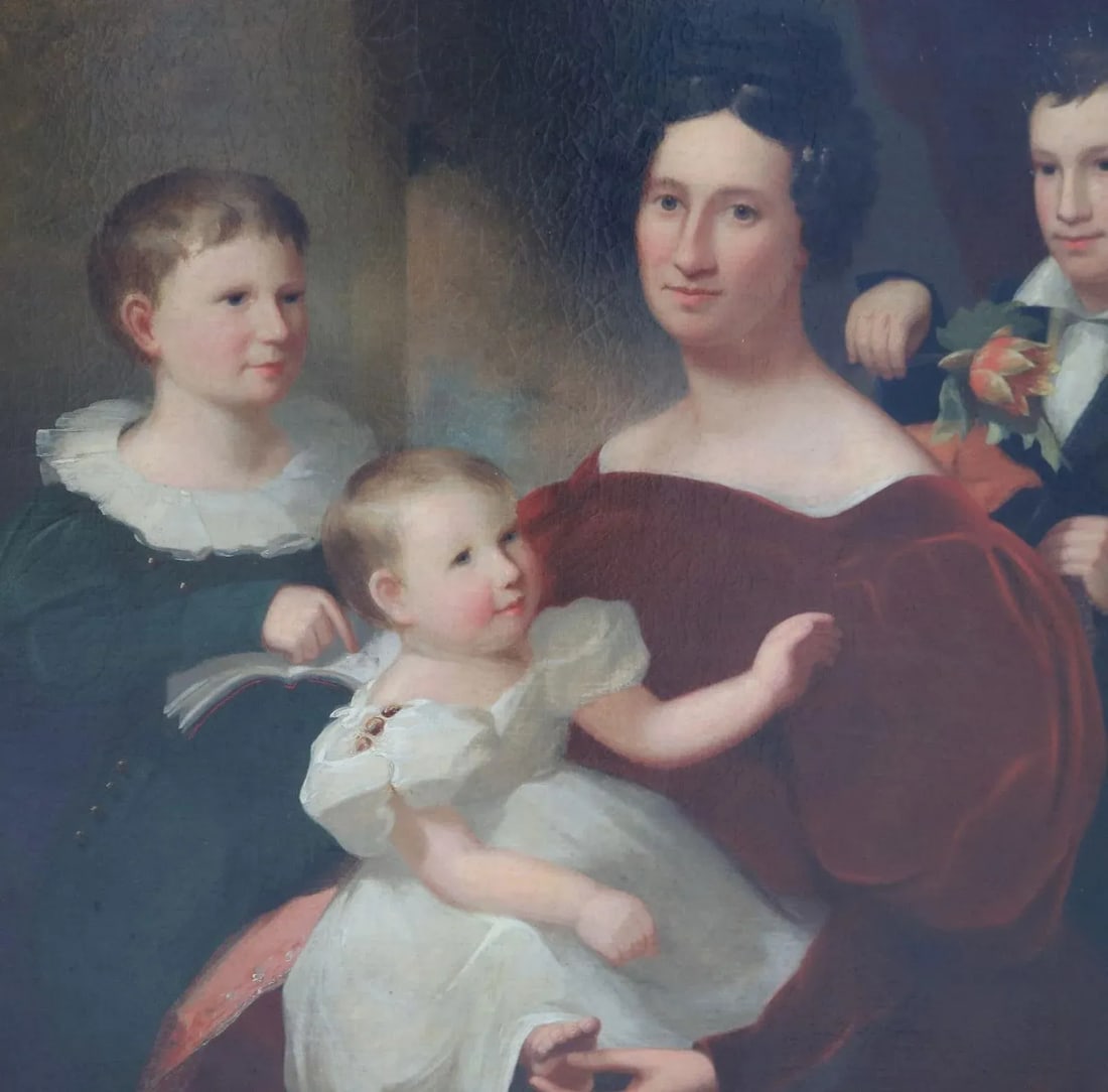 Late 19th Century Antique Gilt Framed Family Portrait Oil Painting on Canvas - 6