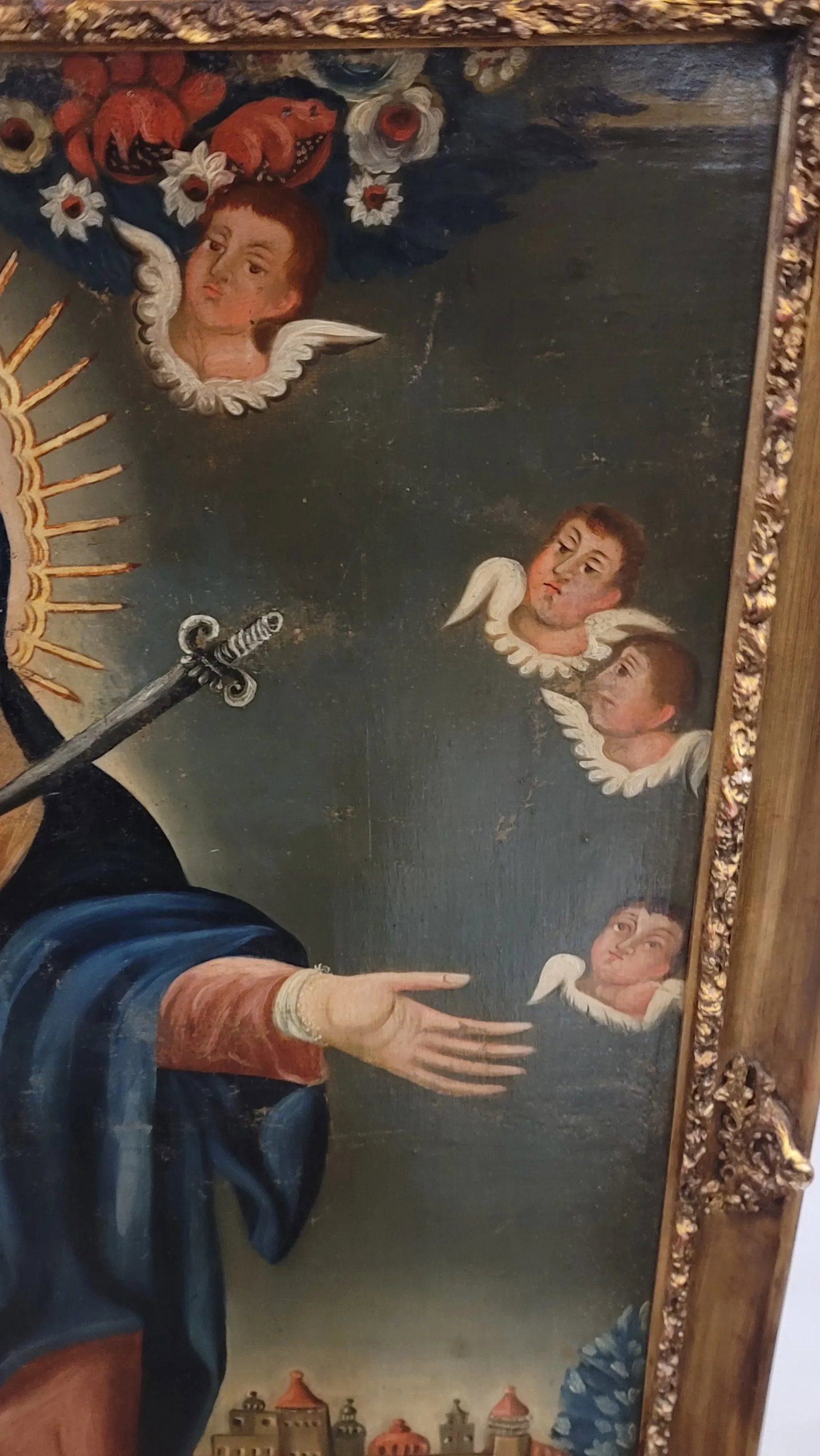 18h Century Virgin Mary Lady of Sorrows Mestizo-Baroque Cuzco School Colonial Period - 5