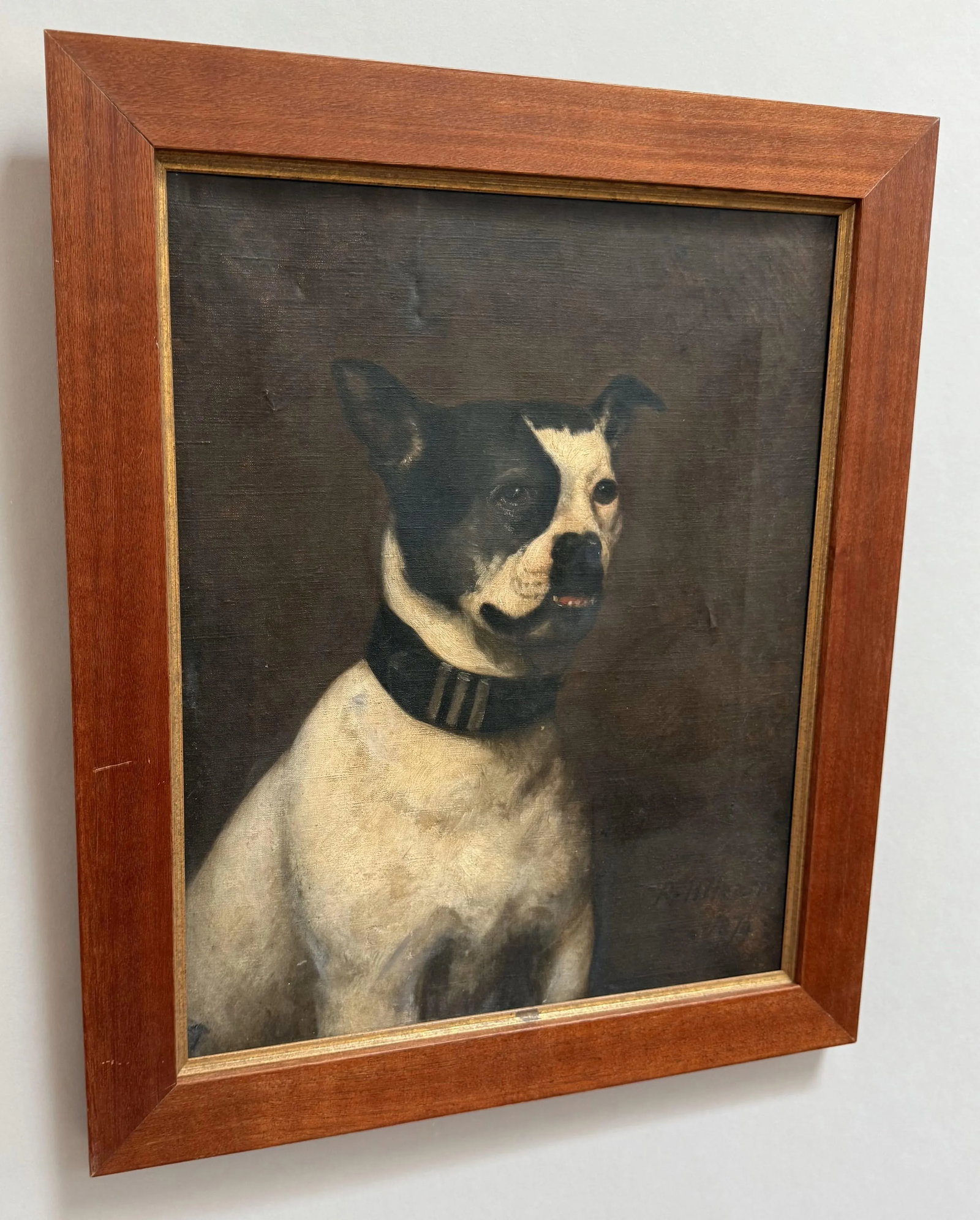 19th Century English Oil Painting of a Bulldog by r.h. Hearn, Dated 1874 - 4
