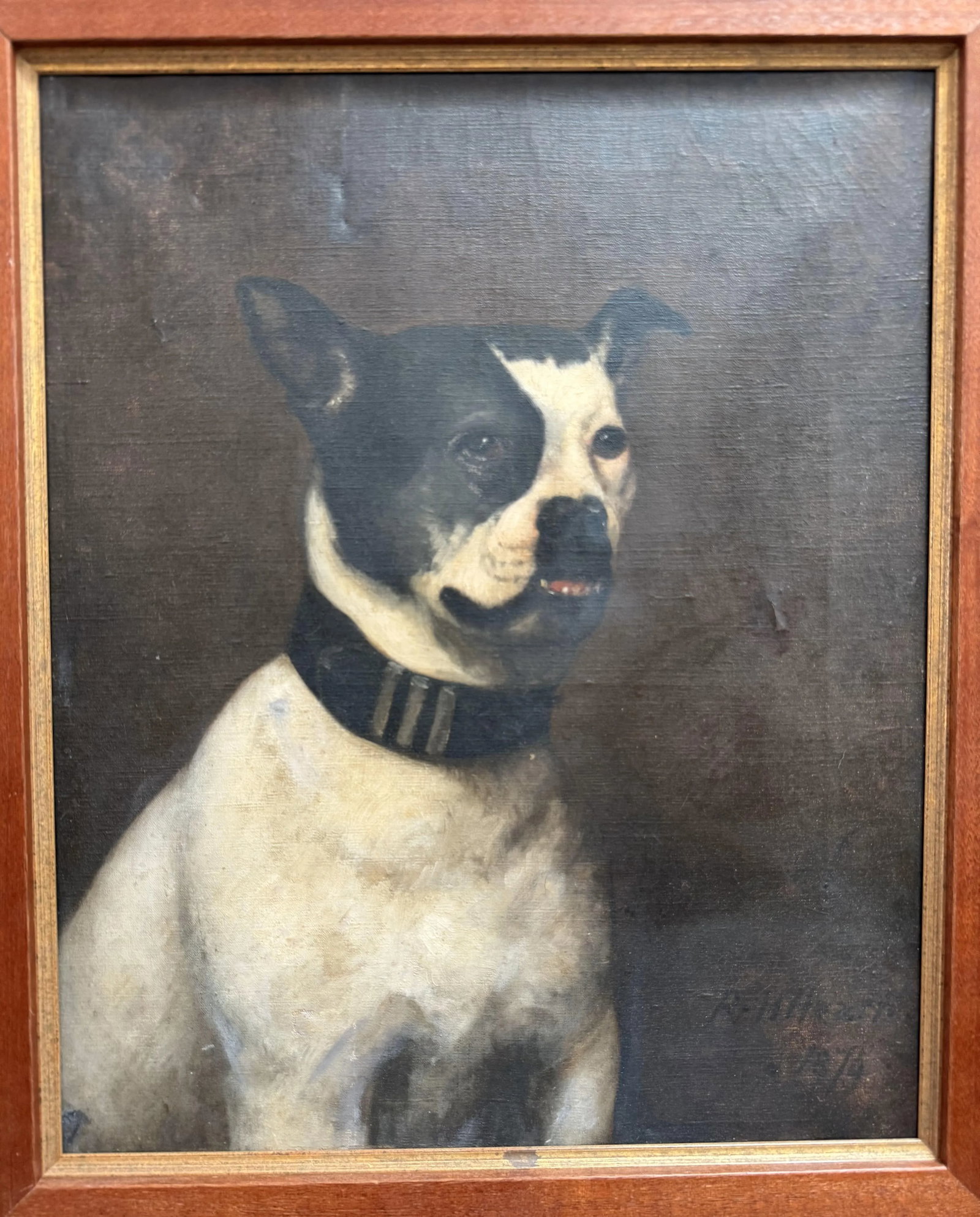 19th Century English Oil Painting of a Bulldog by r.h. Hearn, Dated 1874 - 6