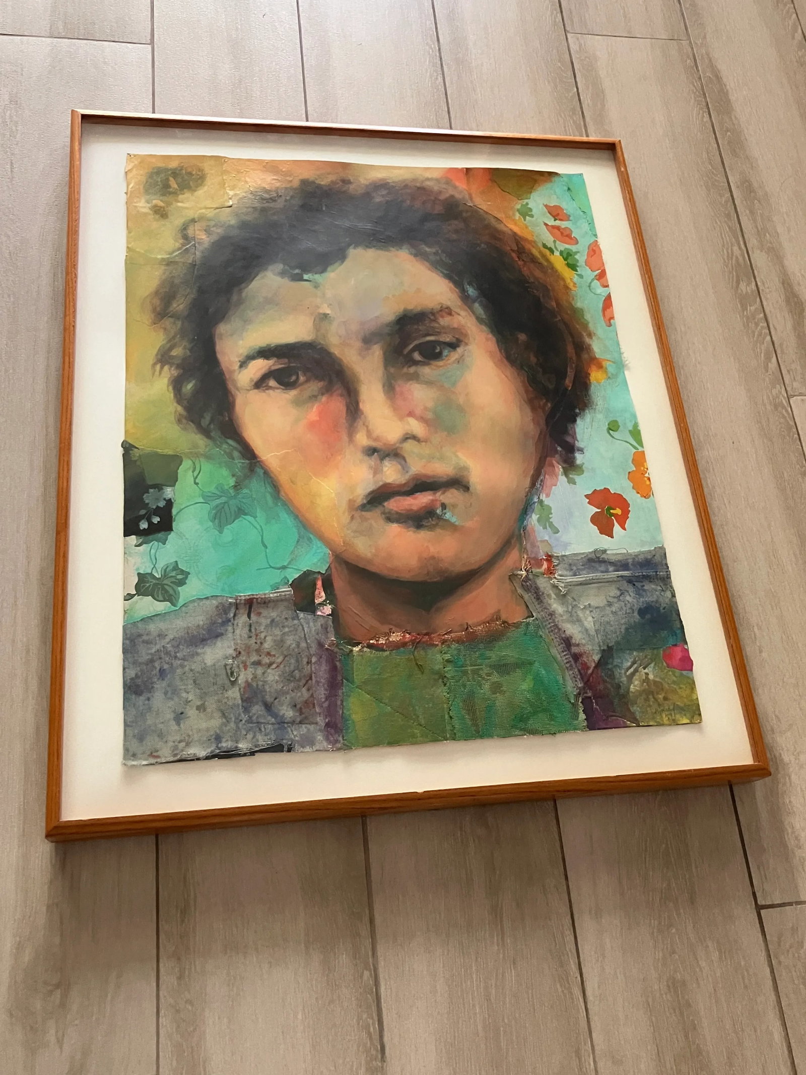 1980s Timothy Harney Mixed Media Collage Portrait of Tim Buckley, Signed and Framed - 3