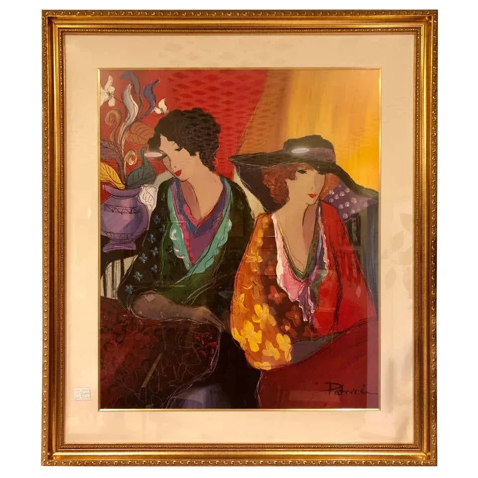 Lithograph by Patricia Govezensky of Two Woman Gilt Framed Signed - 13