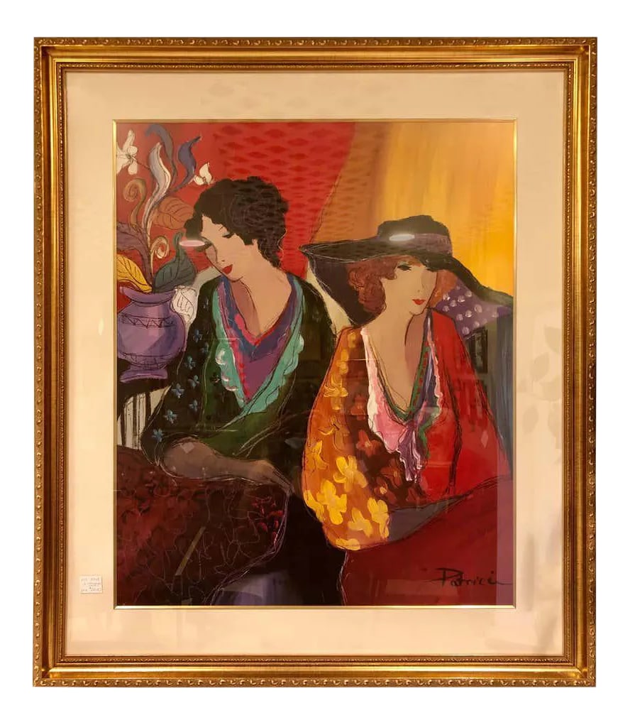 Lithograph by Patricia Govezensky of Two Woman Gilt Framed Signed: Lithograph by Patricia Govezensky of Two Sophisticated Woman in a vibrant city setting. Gilt framed. EXX. Condition: Alterations: Original Condition Unaltered Imperfections: Some Imperfections