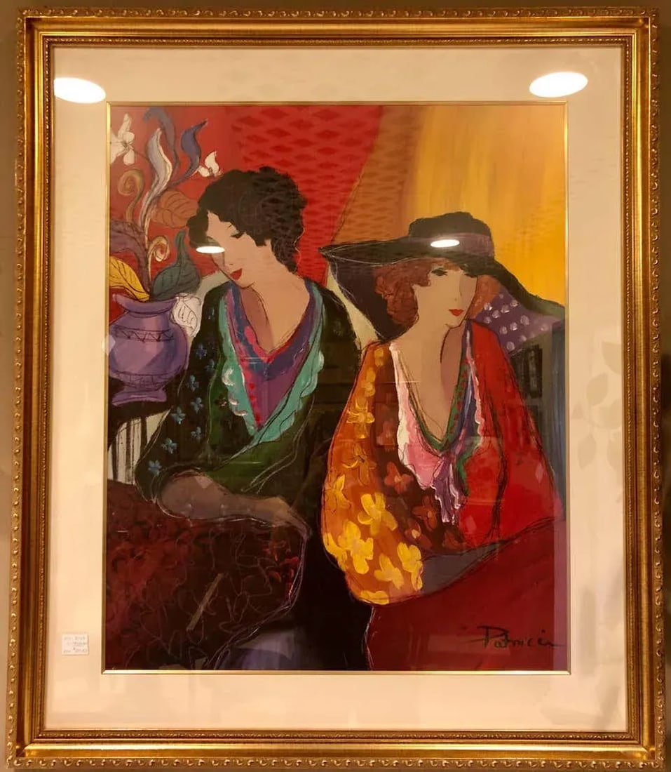 Lithograph by Patricia Govezensky of Two Woman Gilt Framed Signed - 2