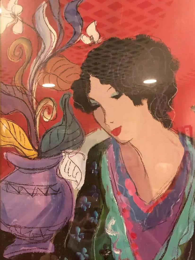 Lithograph by Patricia Govezensky of Two Woman Gilt Framed Signed - 5