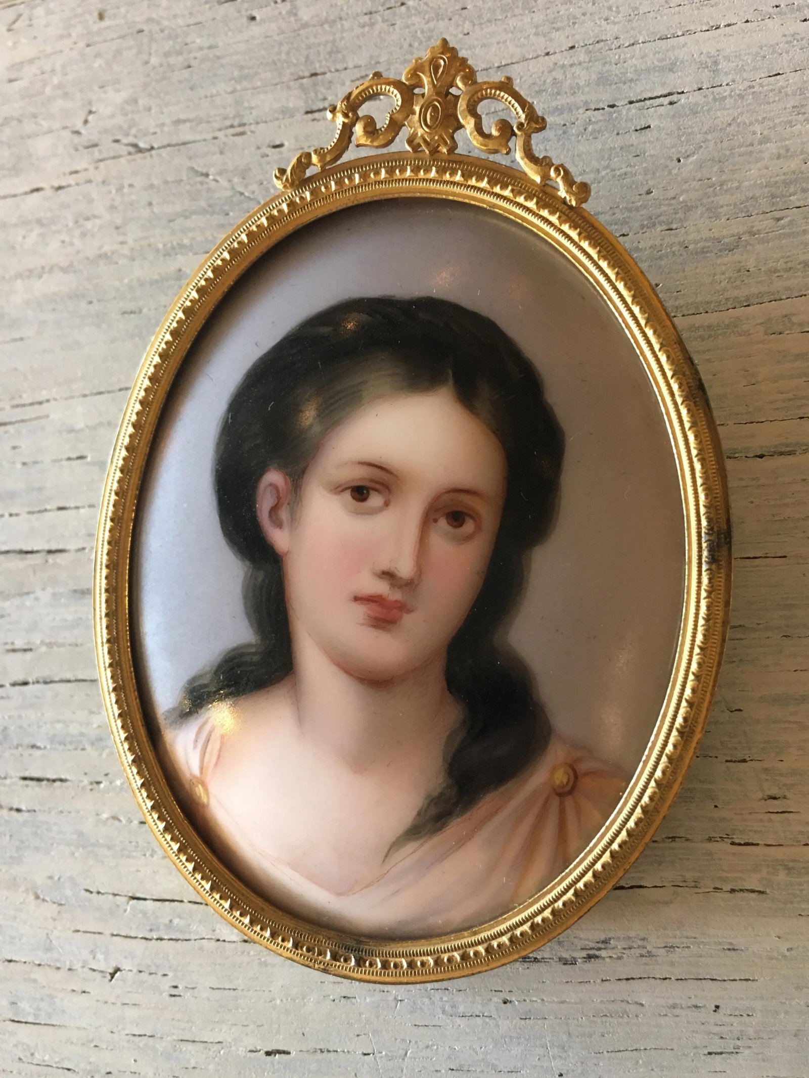 Antique Portrait on Porcelain, Framed - 11