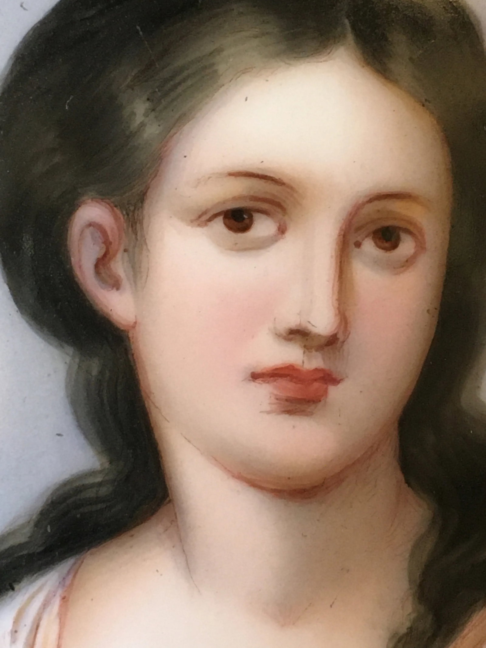 Antique Portrait on Porcelain, Framed - 4