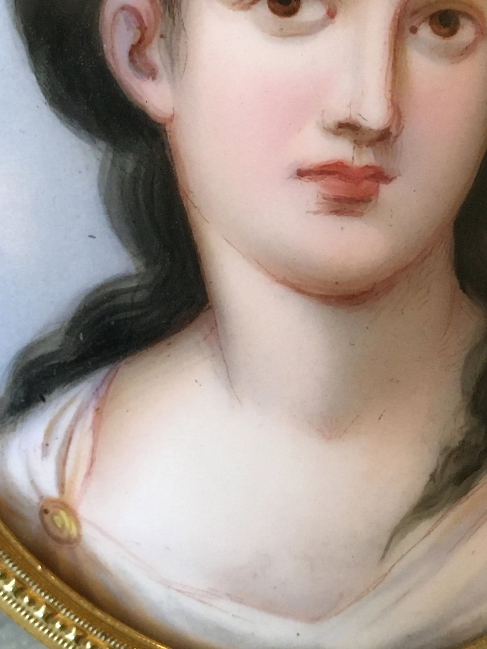 Antique Portrait on Porcelain, Framed - 5