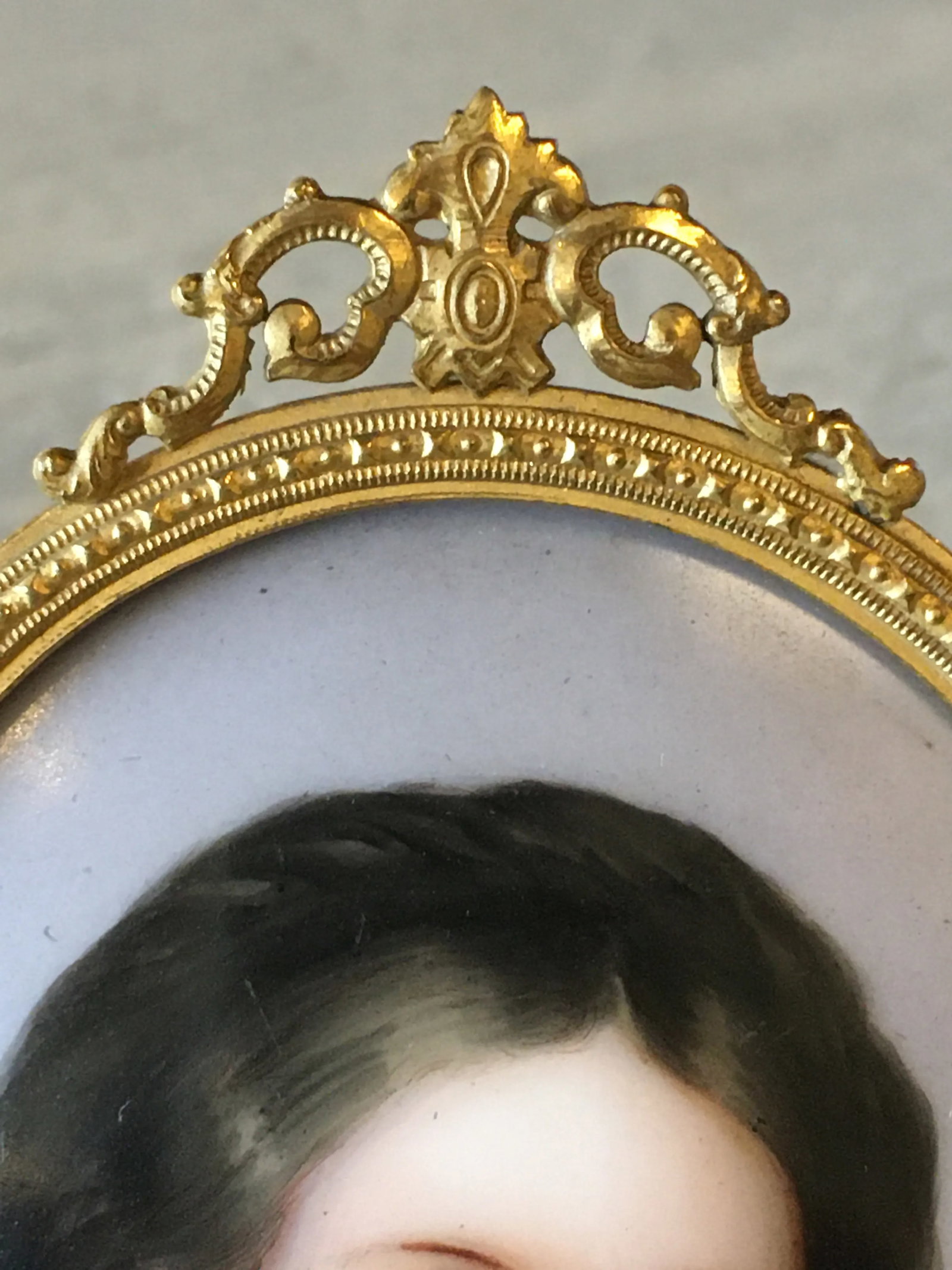 Antique Portrait on Porcelain, Framed - 7
