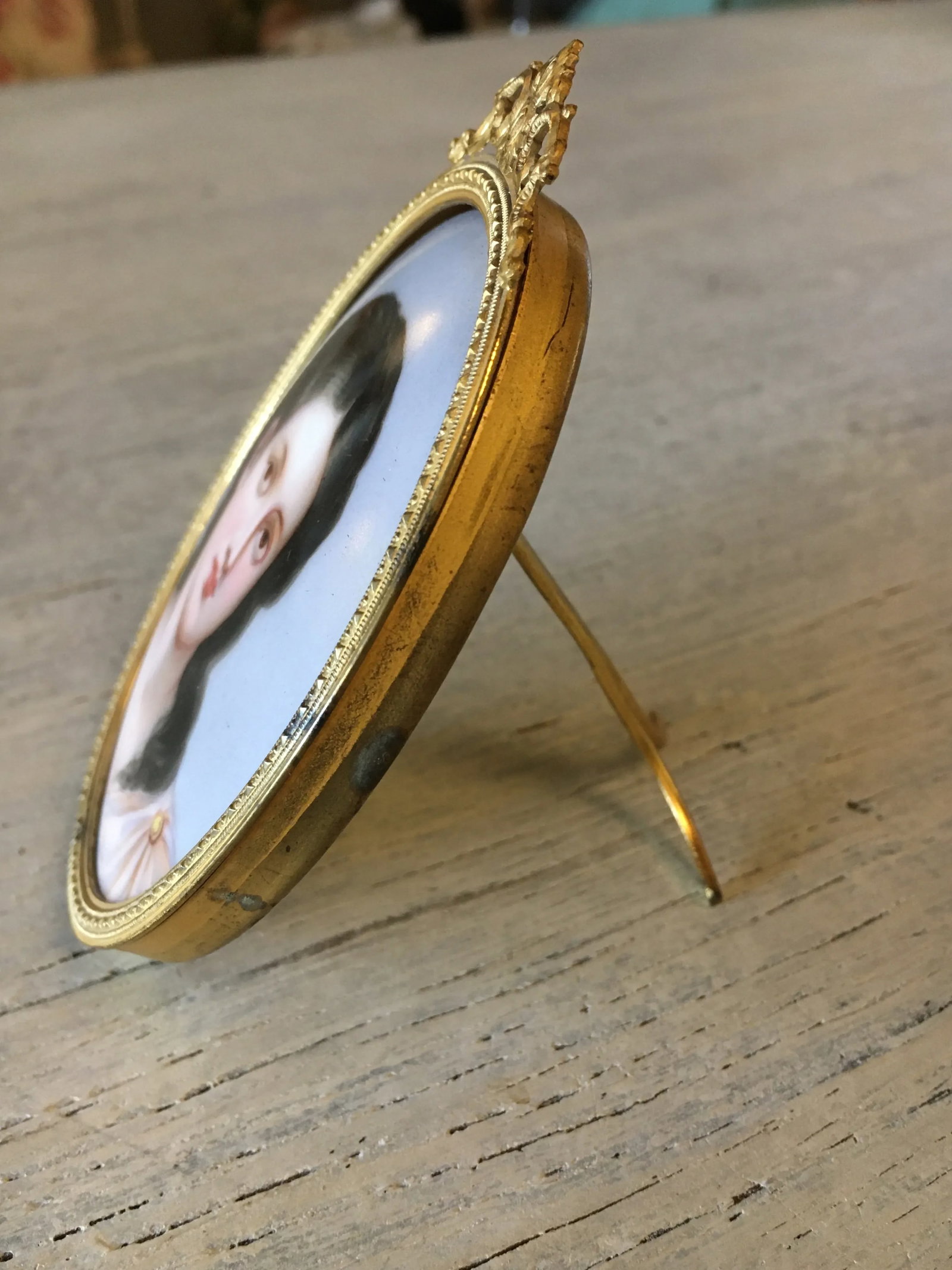 Antique Portrait on Porcelain, Framed - 9