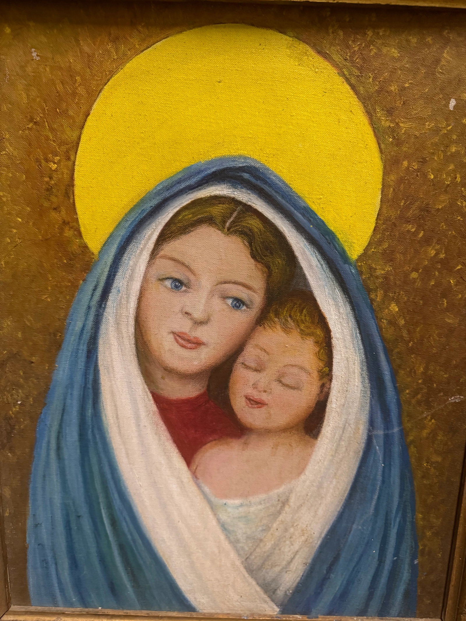 Original Mid-20th Century Mother With Child Painting - 2