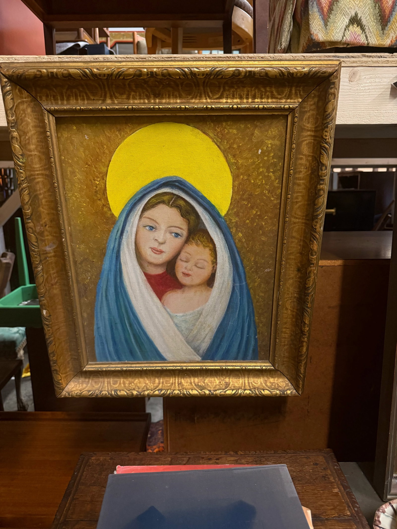 Original Mid-20th Century Mother With Child Painting - 3