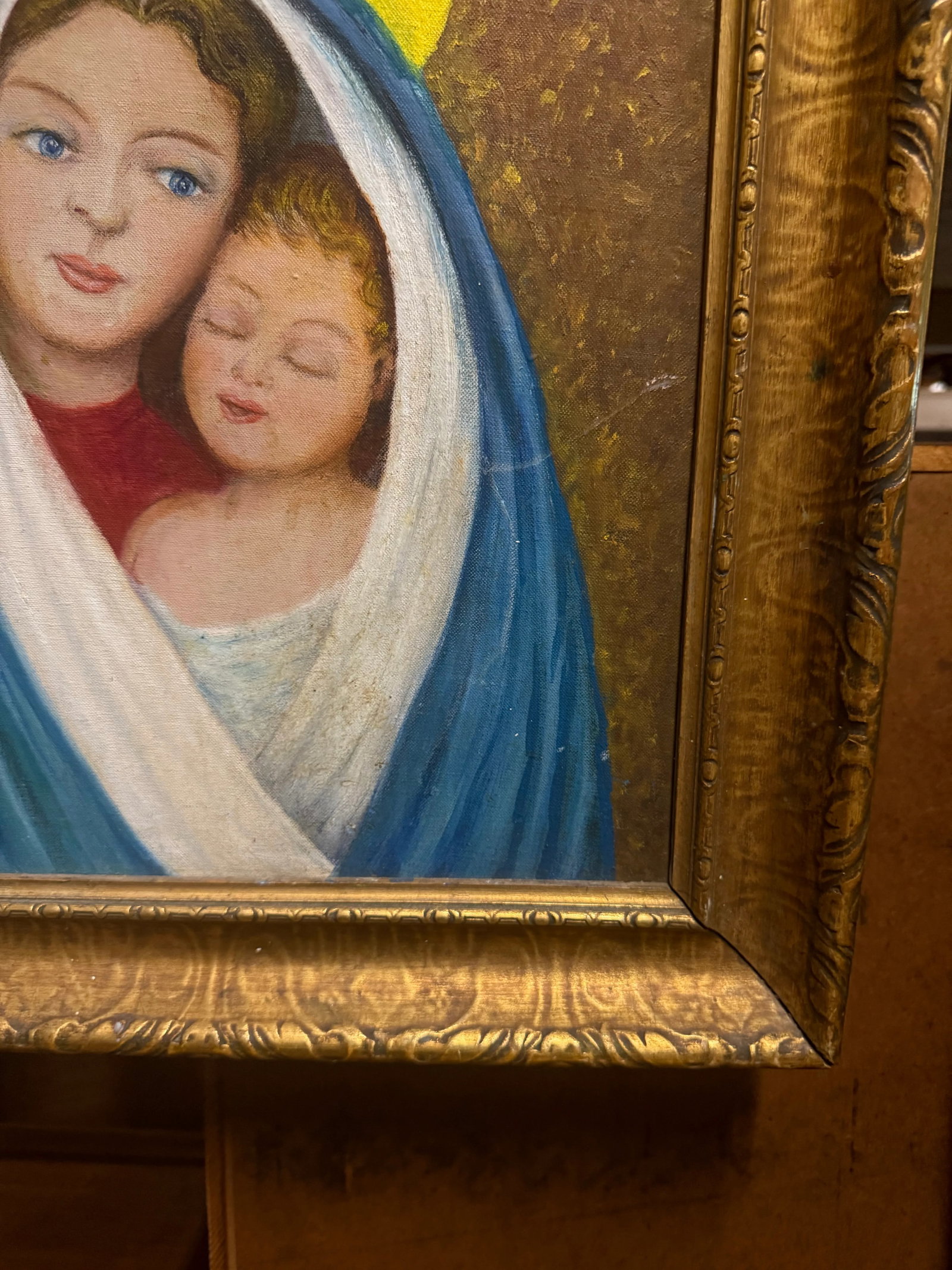 Original Mid-20th Century Mother With Child Painting - 5