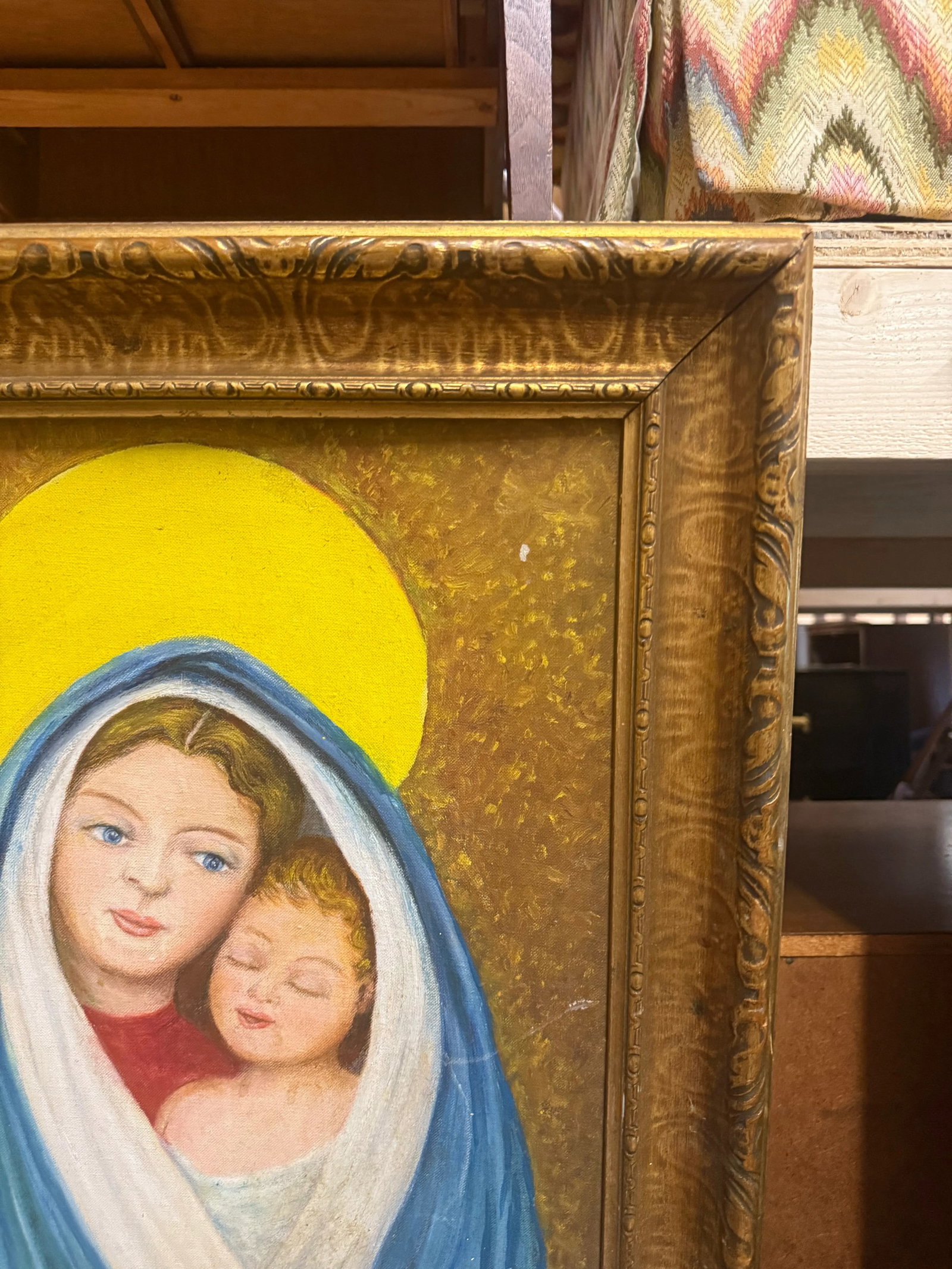 Original Mid-20th Century Mother With Child Painting - 7