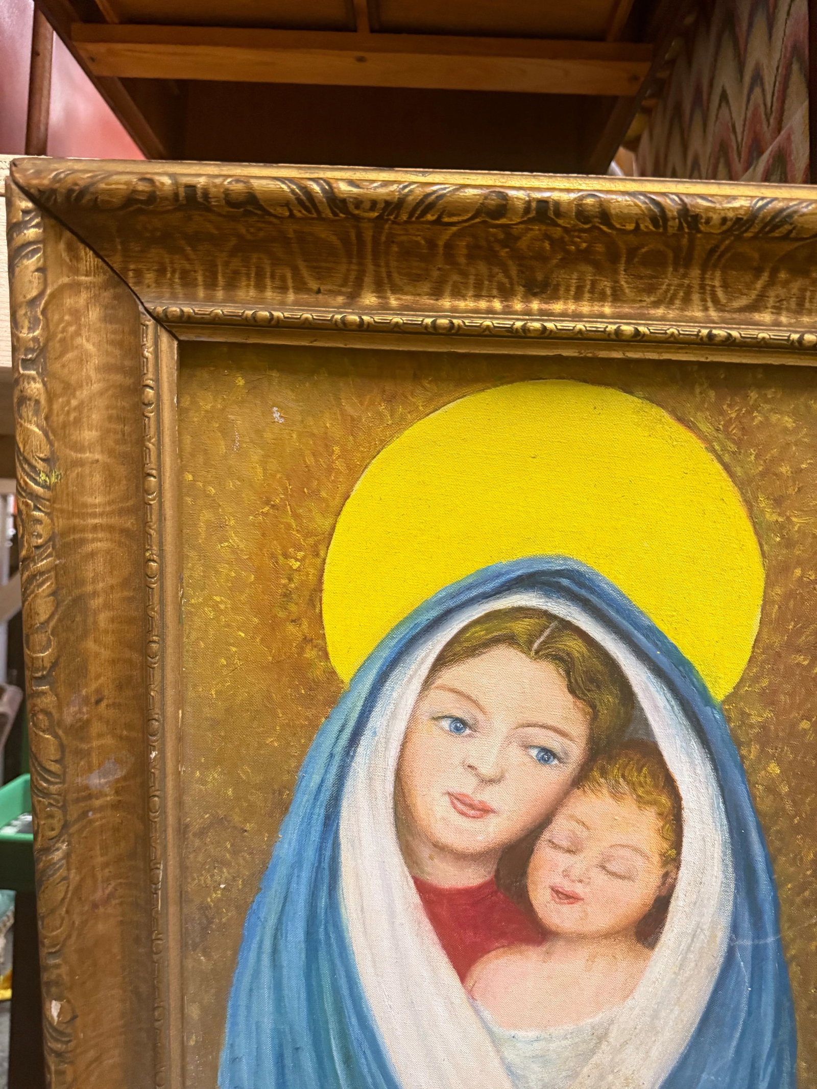 Original Mid-20th Century Mother With Child Painting - 8