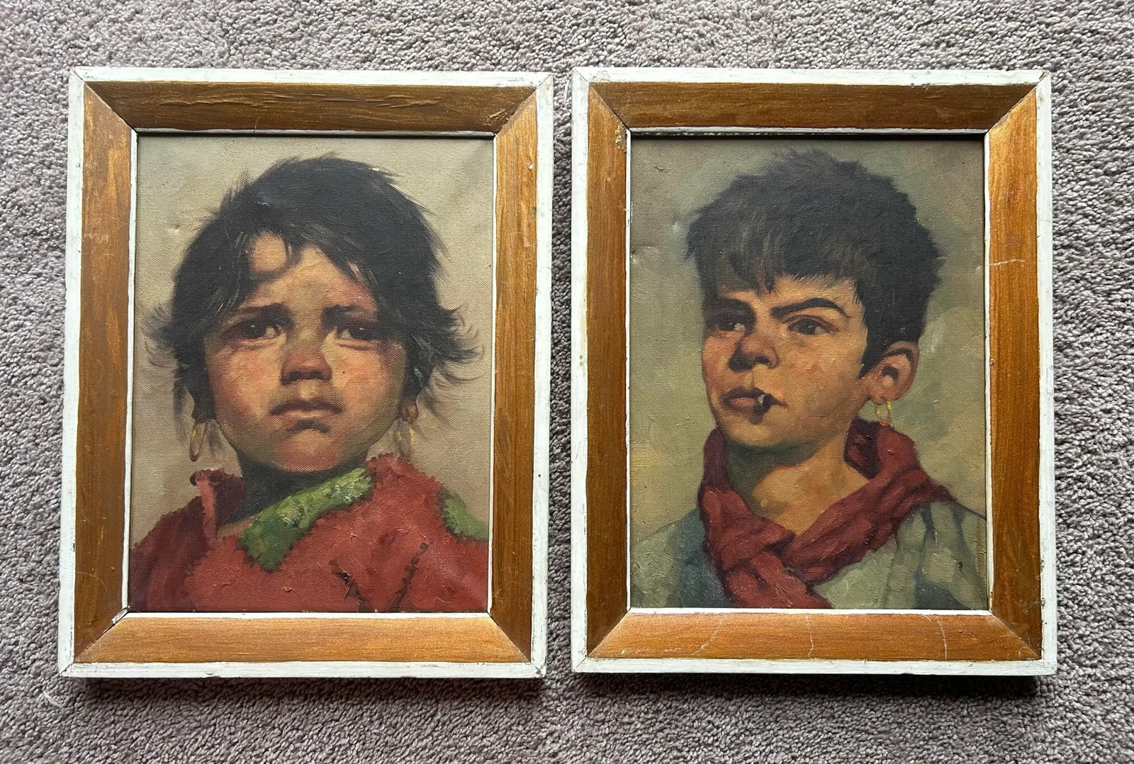 Antique 19th Century Pair of Portraits of Children, Framed - 2