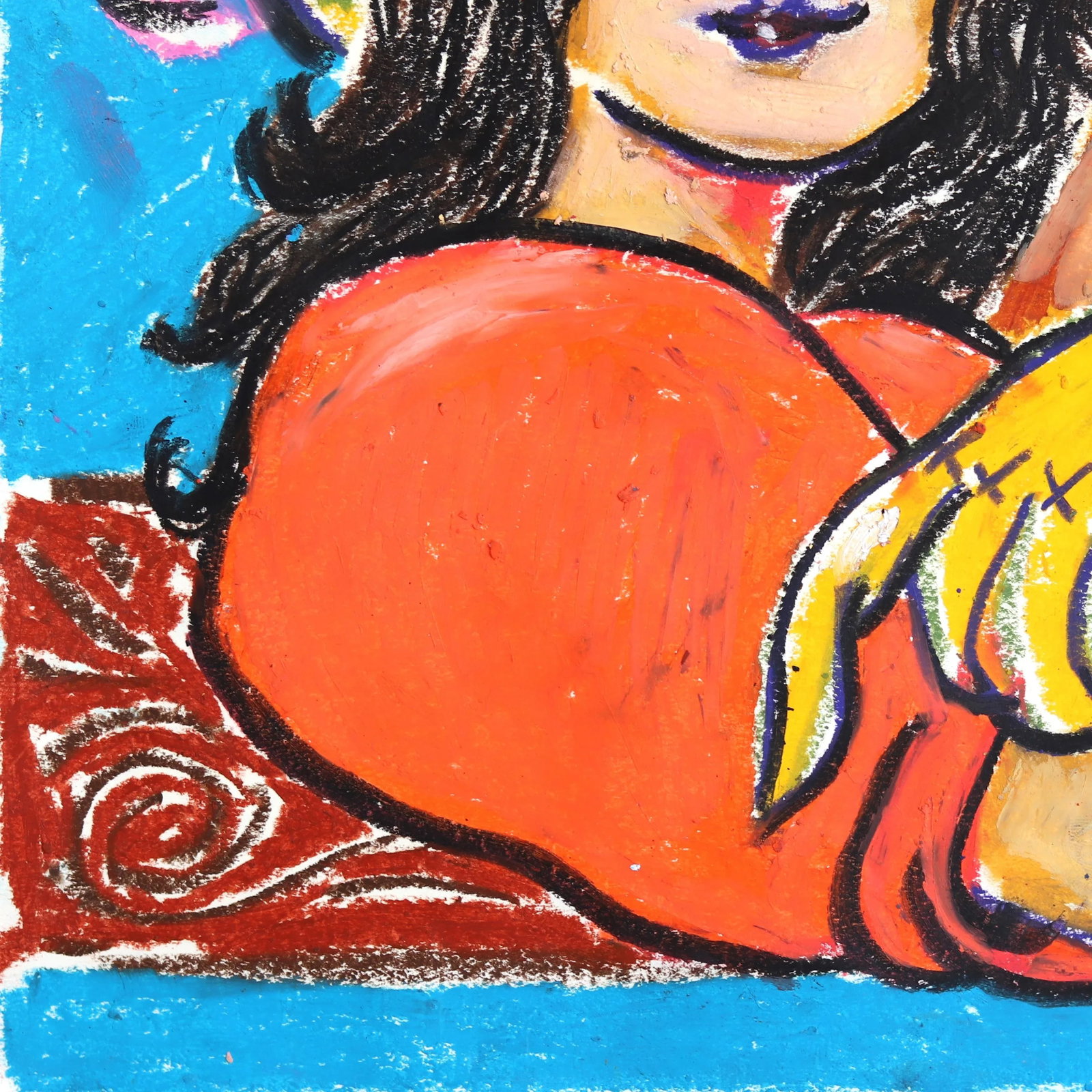 Wild West Dream - Colorful Playful Figurative Cowgirl Horse Mixed Media Original Artwork by Jesse Bl - 4