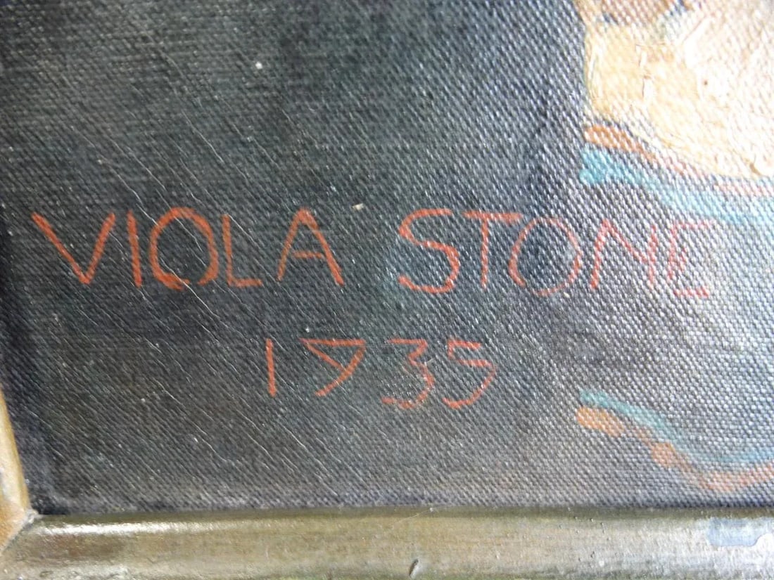 1935 Viola Pratt Stone (1872-1958) Natasha Oil on Canvas Painting - 3