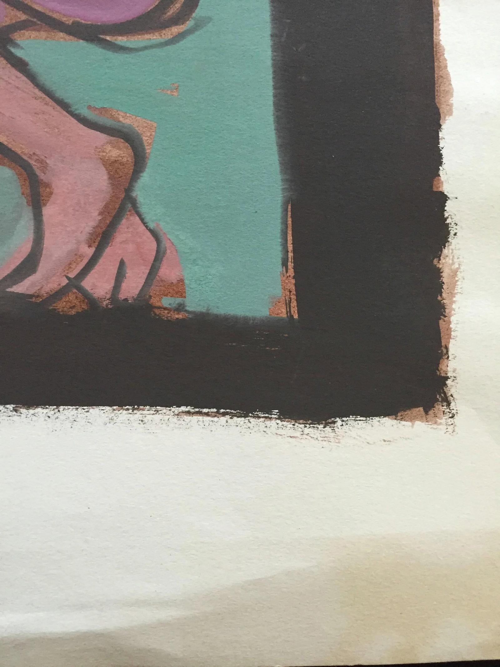 "Black Floor" by Jerry Opper 1940-1950's Gouache on Paper Mid Century Female Figure Painting - 4