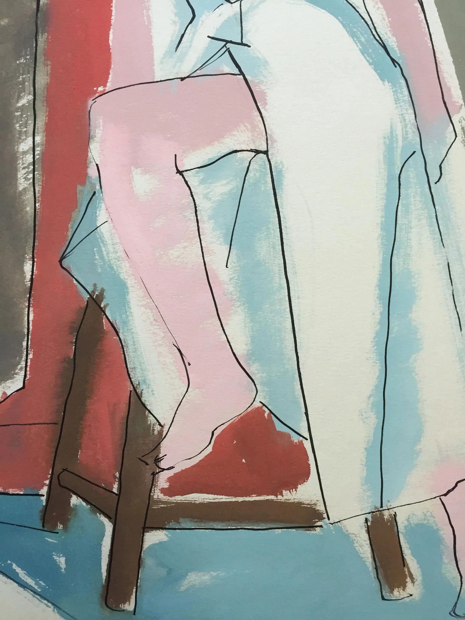 "Slit" 1950's Gouache Painting Mid Century Female - 3