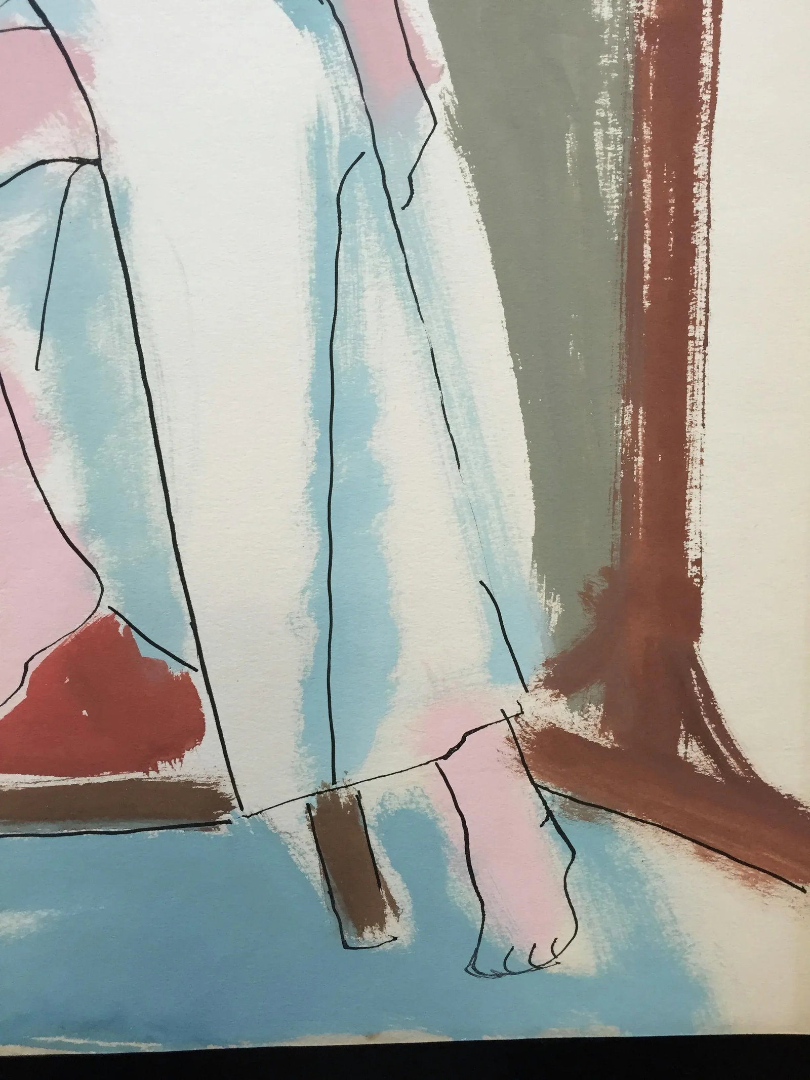 "Slit" 1950's Gouache Painting Mid Century Female - 4