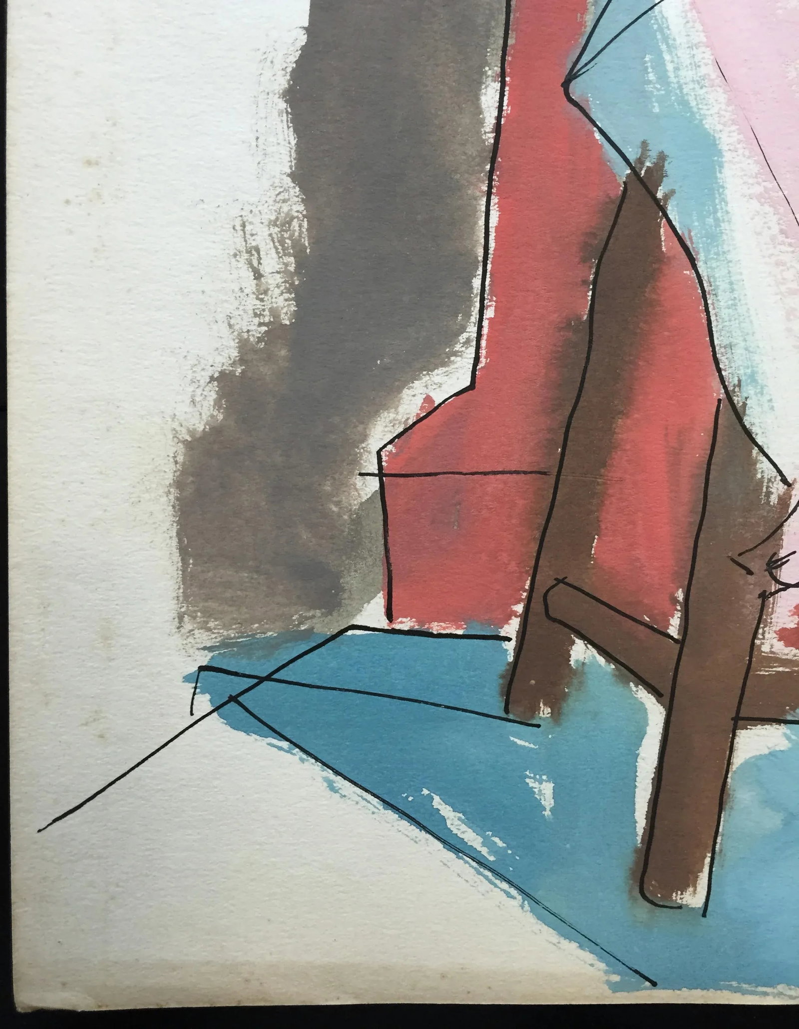 "Slit" 1950's Gouache Painting Mid Century Female - 5