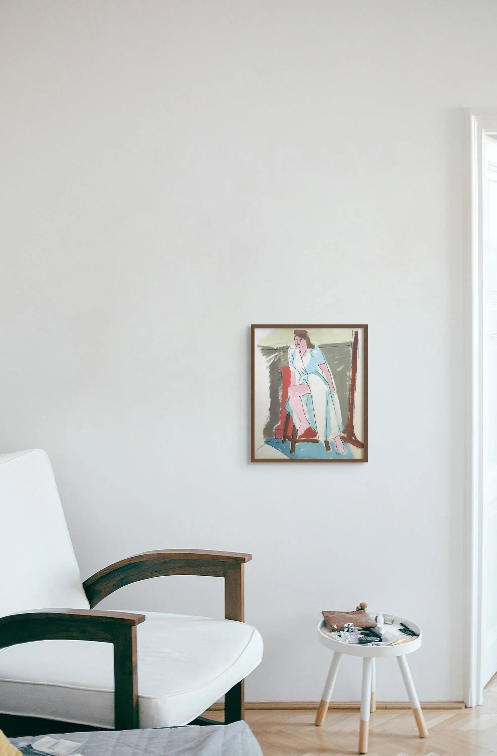 "Slit" 1950's Gouache Painting Mid Century Female - 7